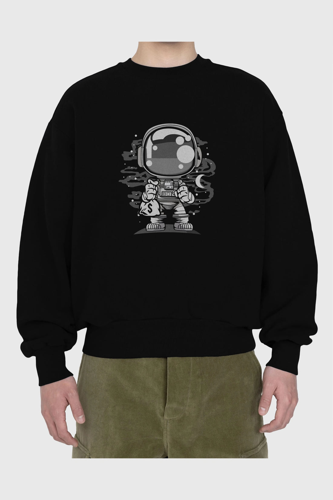 Astronaut Chibi Ön Baskılı Oversize Sweatshirt Erkek Kadın Unisex