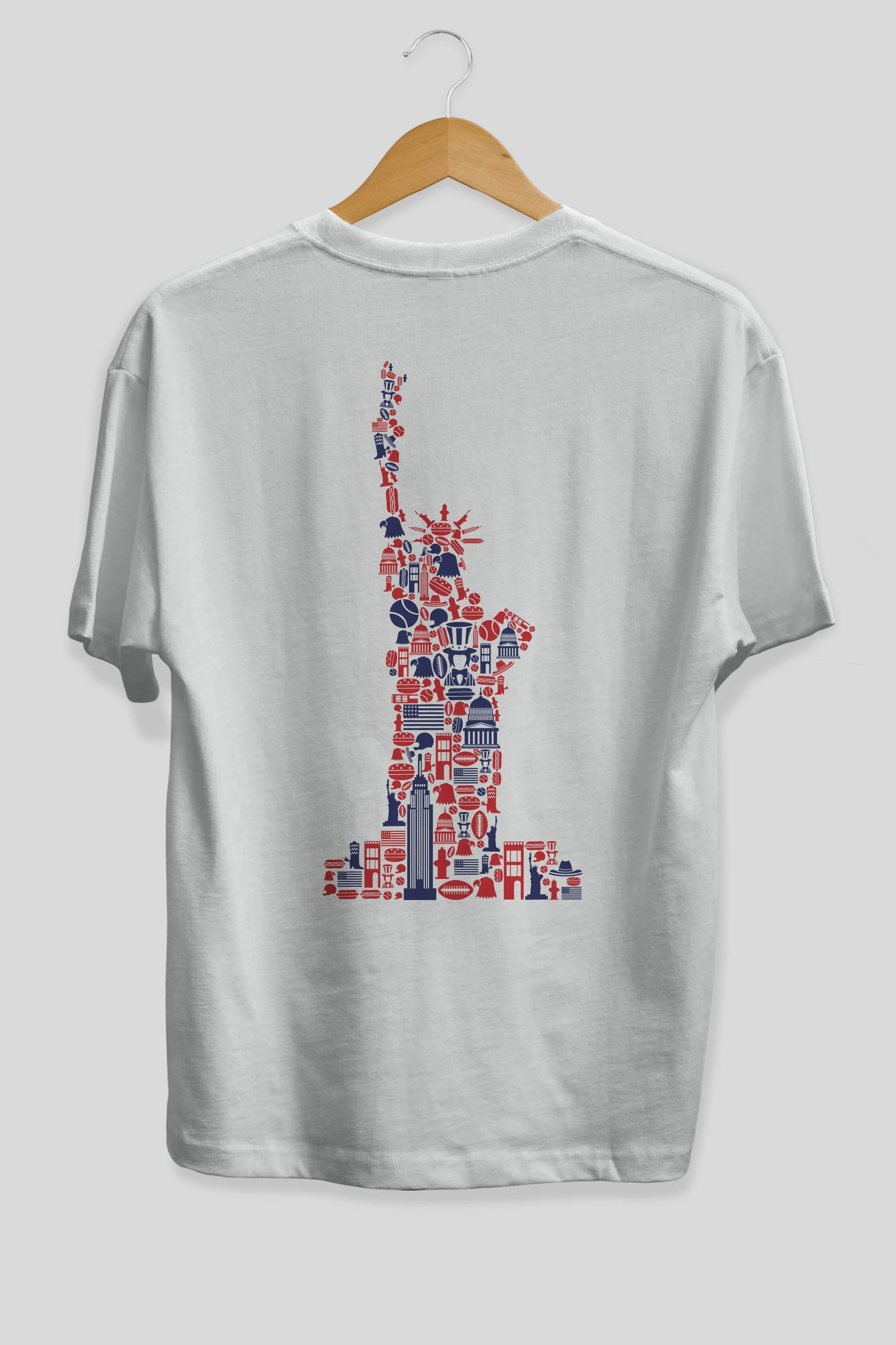 Liberty Arka Baskılı Oversize t-shirt %100 pamuk Erkek Kadın Unisex