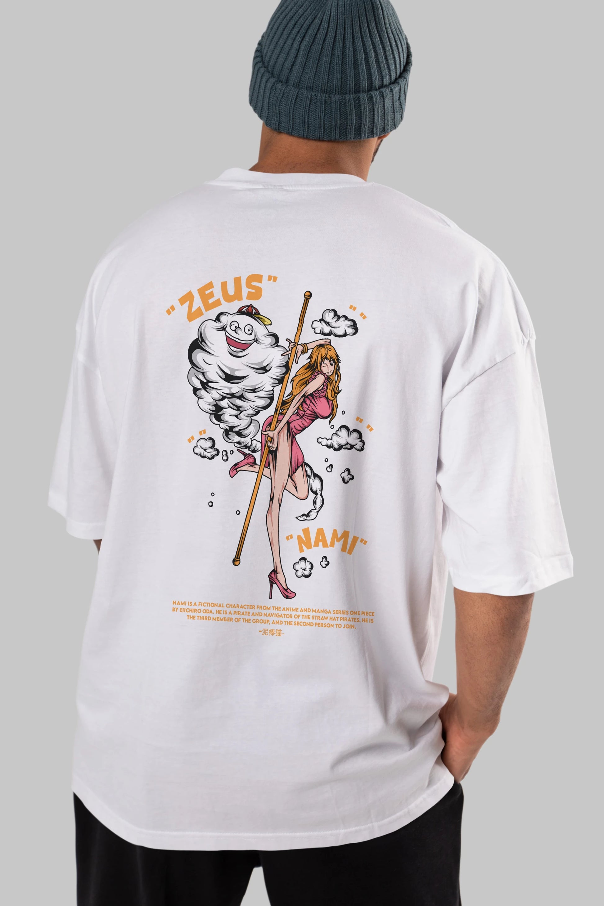 Zeus Nami Anime Arka Baskılı Oversize t-shirt Erkek Kadın Unisex