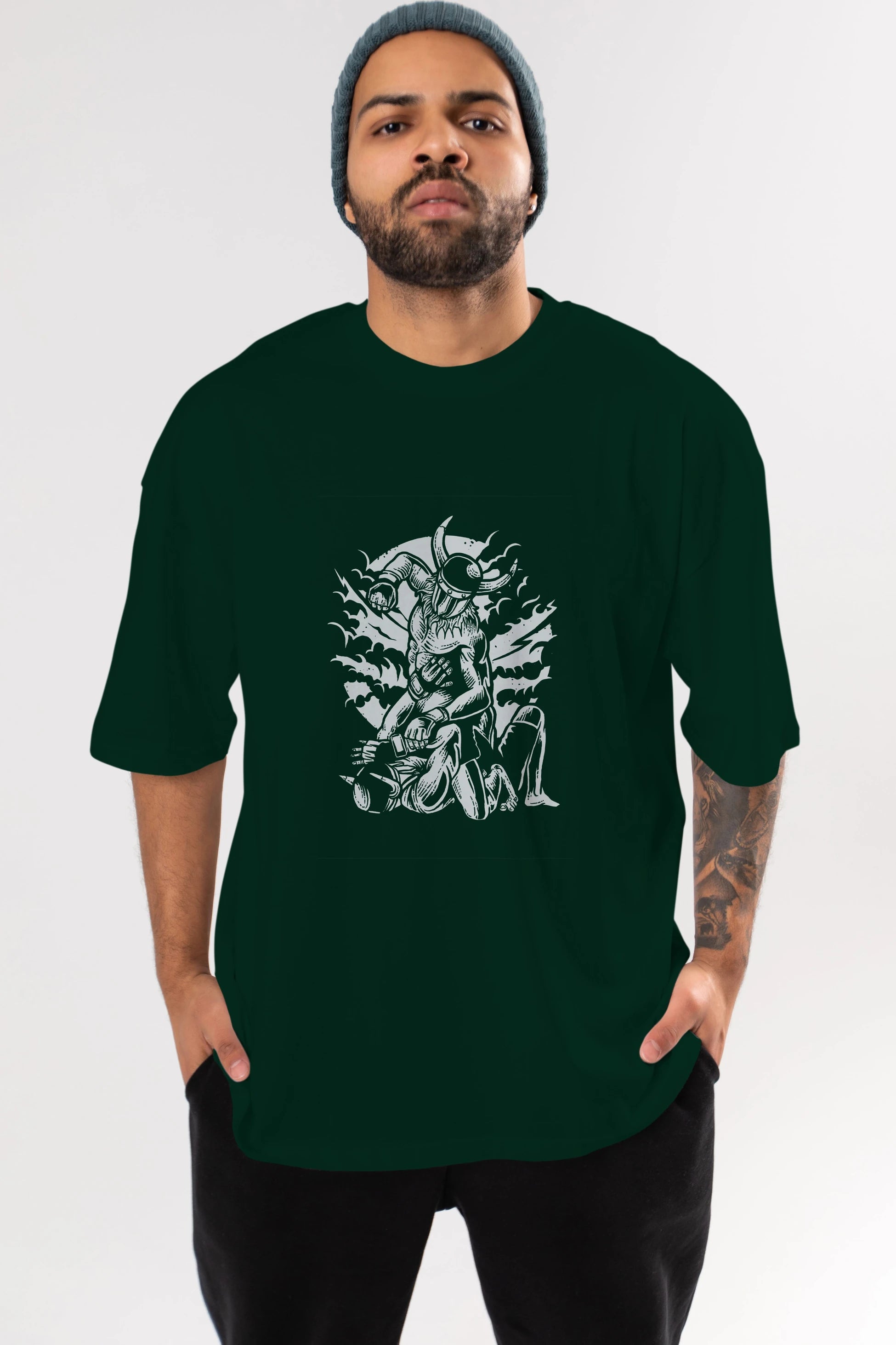 Viking MMA Fighter Ön Baskılı Oversize t-shirt Erkek Kadın Unisex %100 Pamuk tişort
