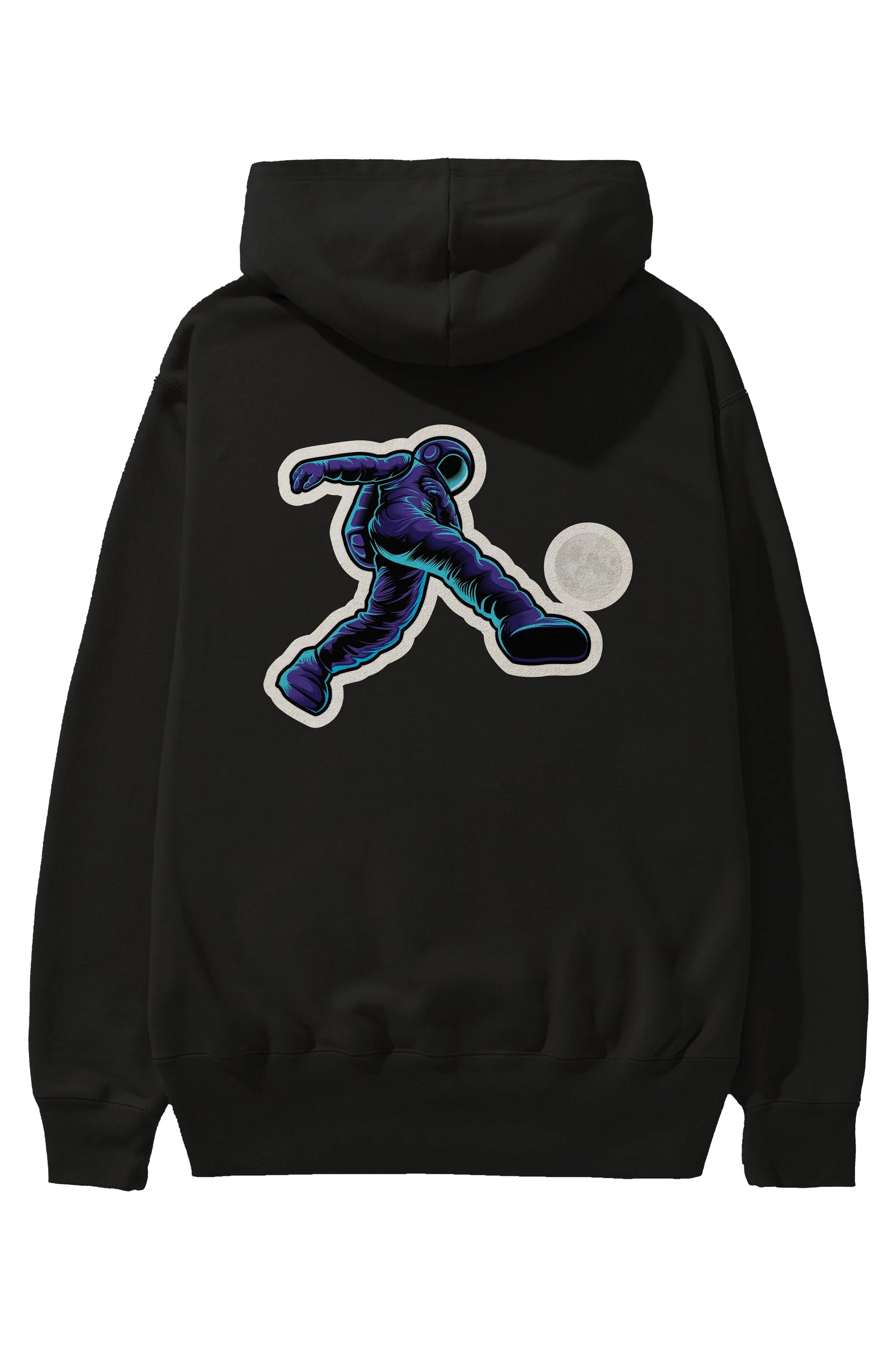 Astroball in Space Sticker Arka Baskılı Hoodie Oversize Kapüşonlu Sweatshirt Erkek Kadın Unisex