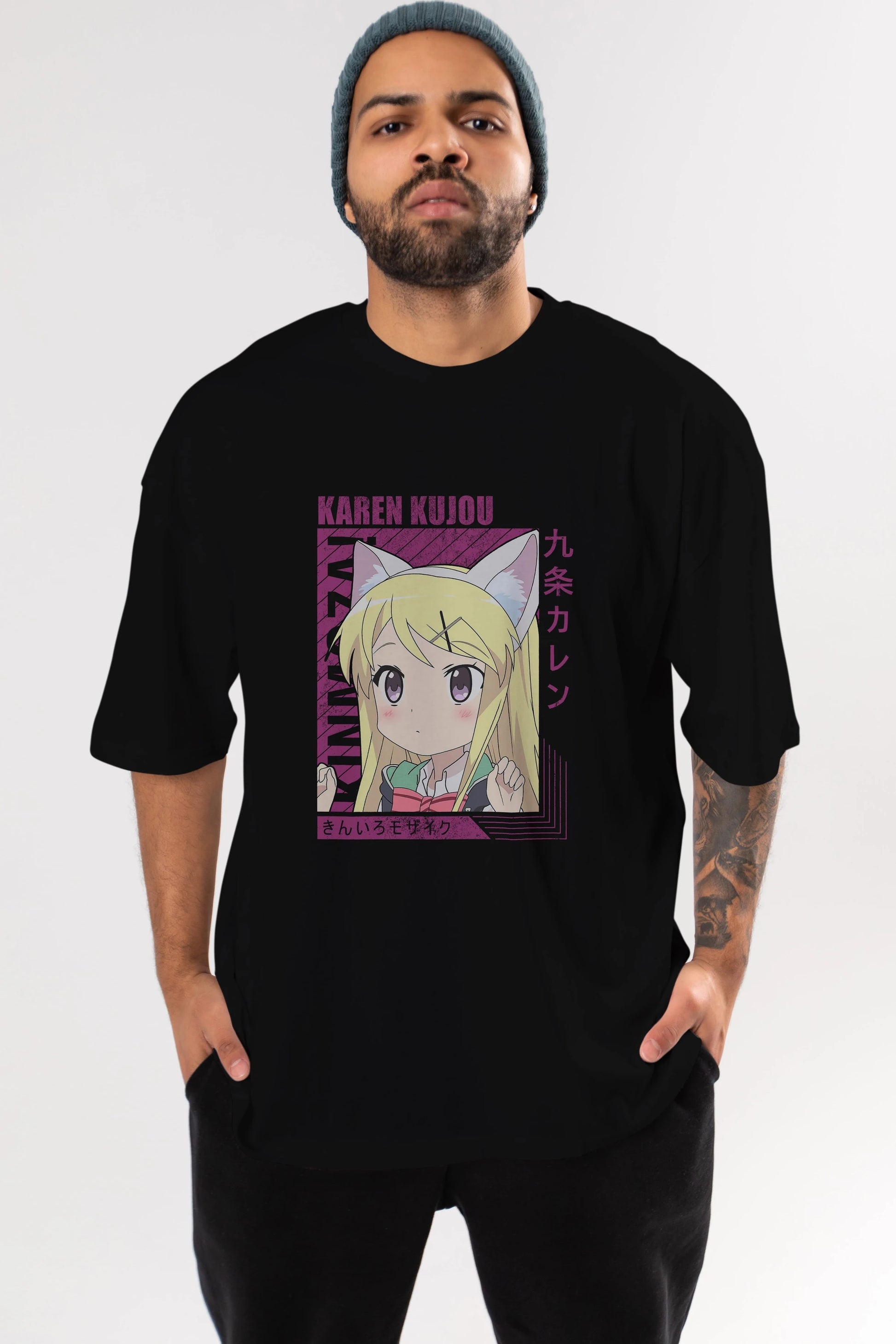 Karen Kujou 4 Anime Ön Baskılı Oversize t-shirt %100 pamuk Erkek Kadın Unisex