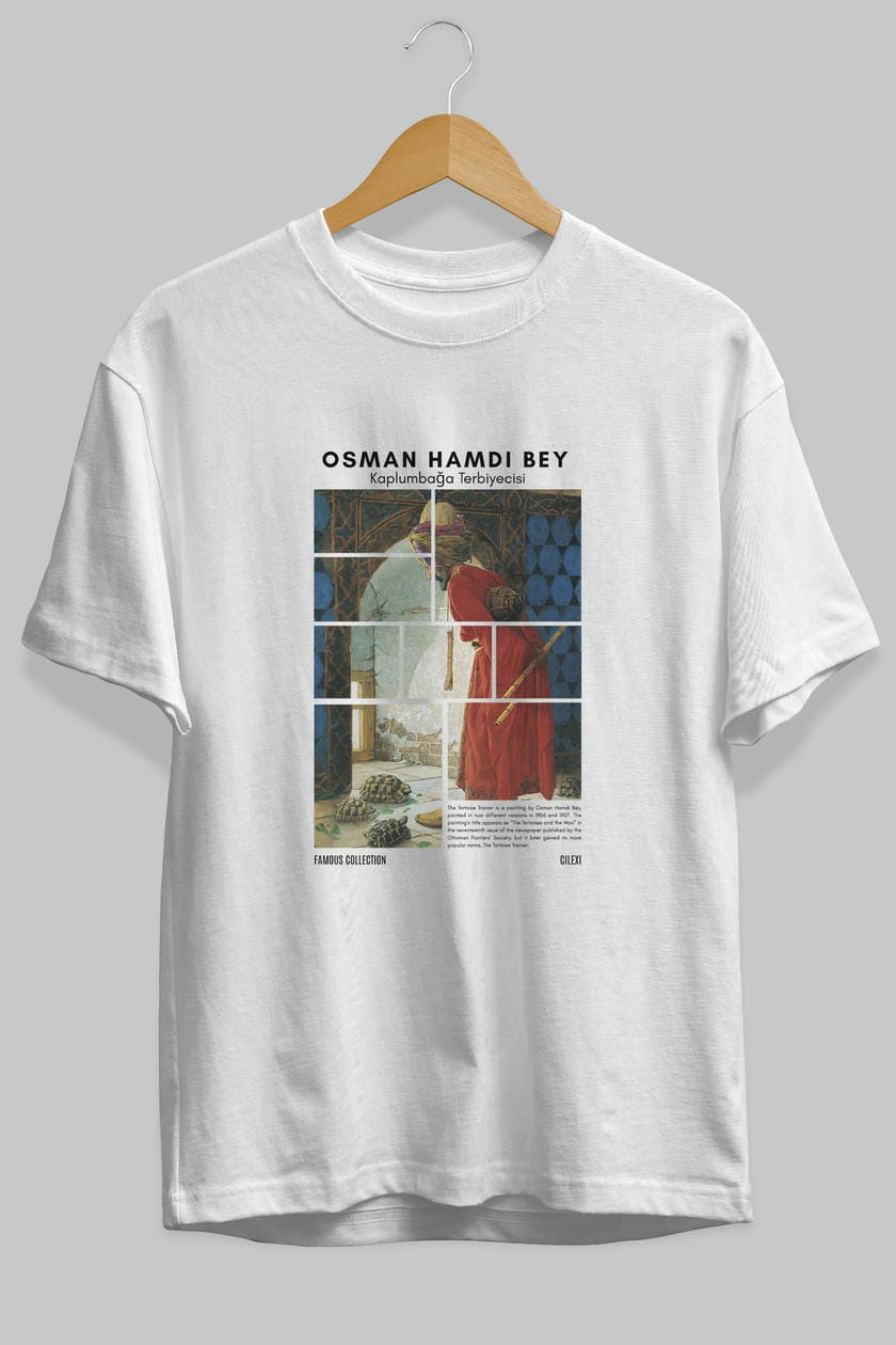 Osman Hamdi Bey ön Baskılı Oversize t-shirt Erkek Kadın Bisiklet Yaka Pamuk tişort