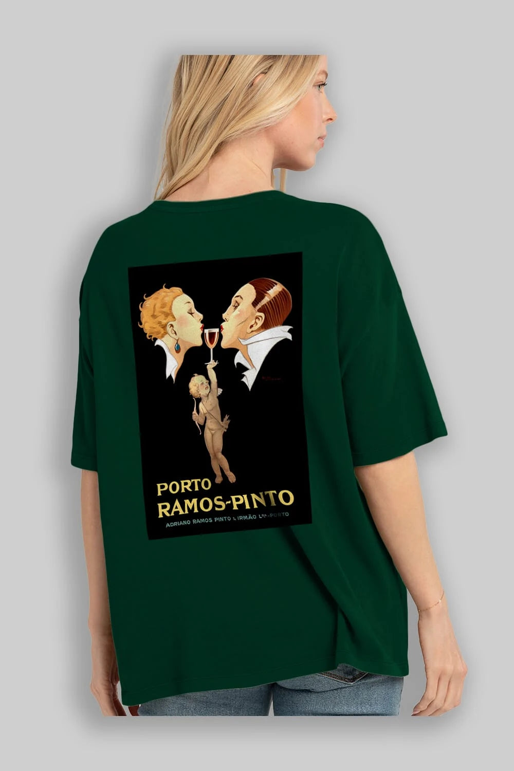 Porto Ramos Pinto Arka Baskılı Oversize t-shirt Erkek Kadın Unisex %100 Pamuk Bisiklet Yaka tişort