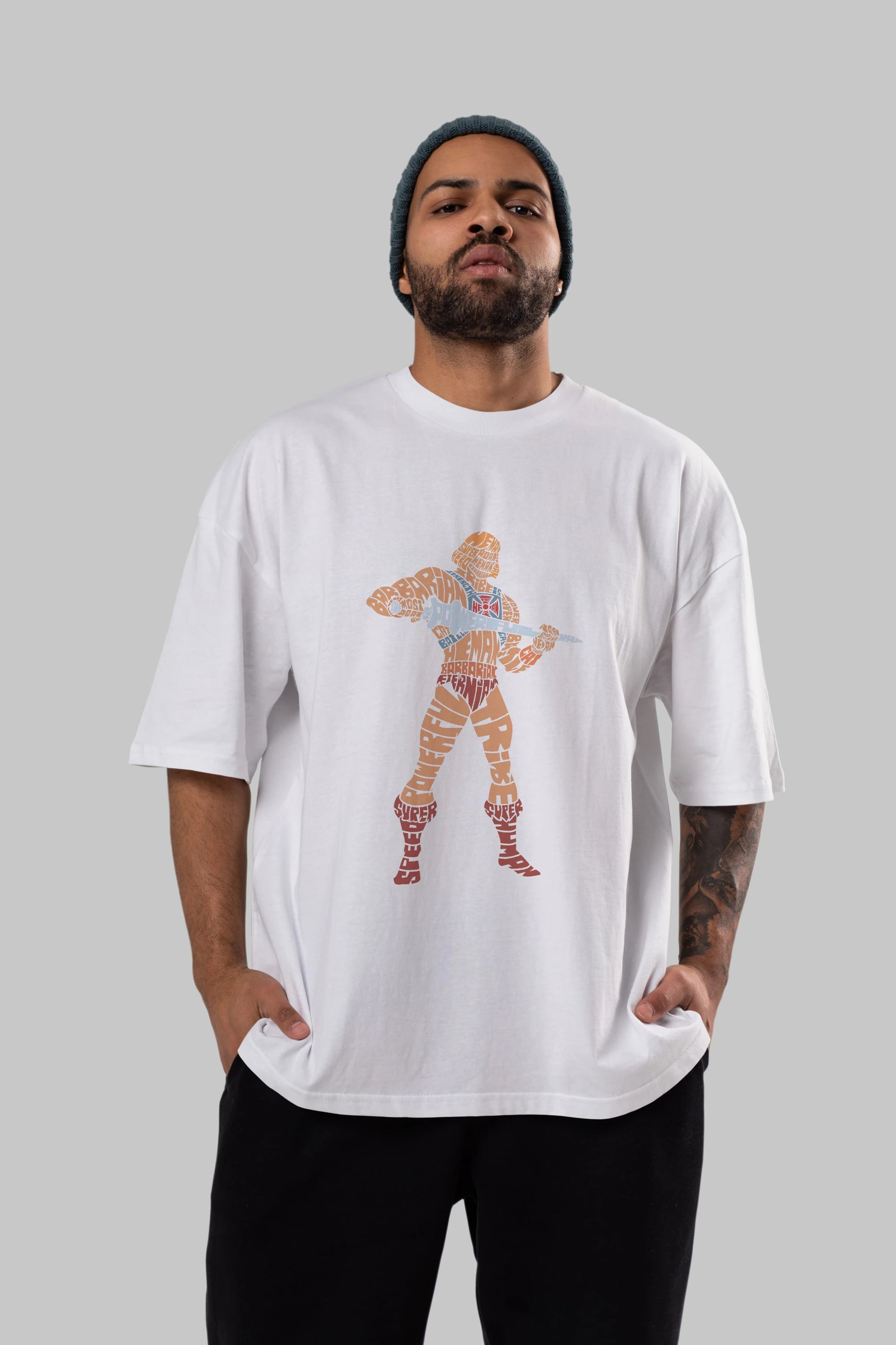 Heman Ön Baskılı Oversize t-shirt %100 pamuk Erkek Kadın Unisex