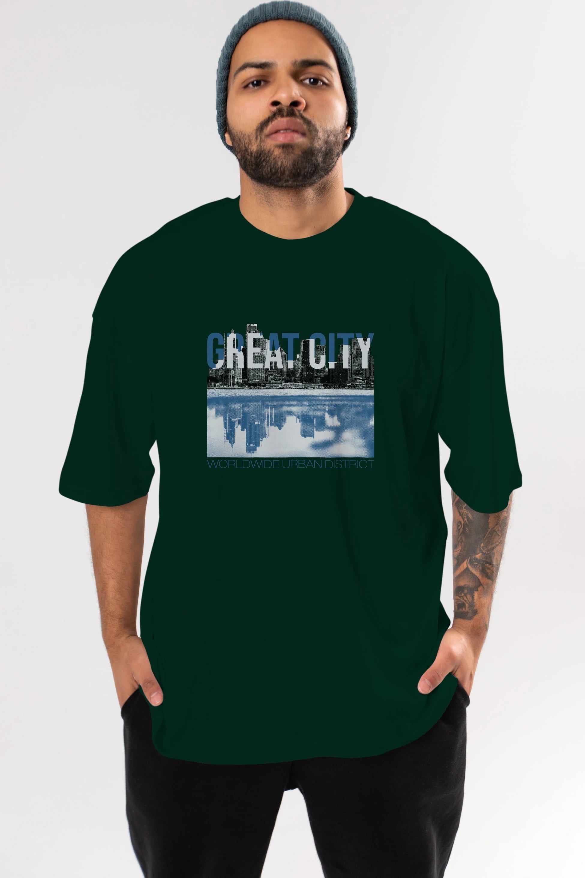 Great City Ön Baskılı Oversize t-shirt Erkek Kadın Unisex