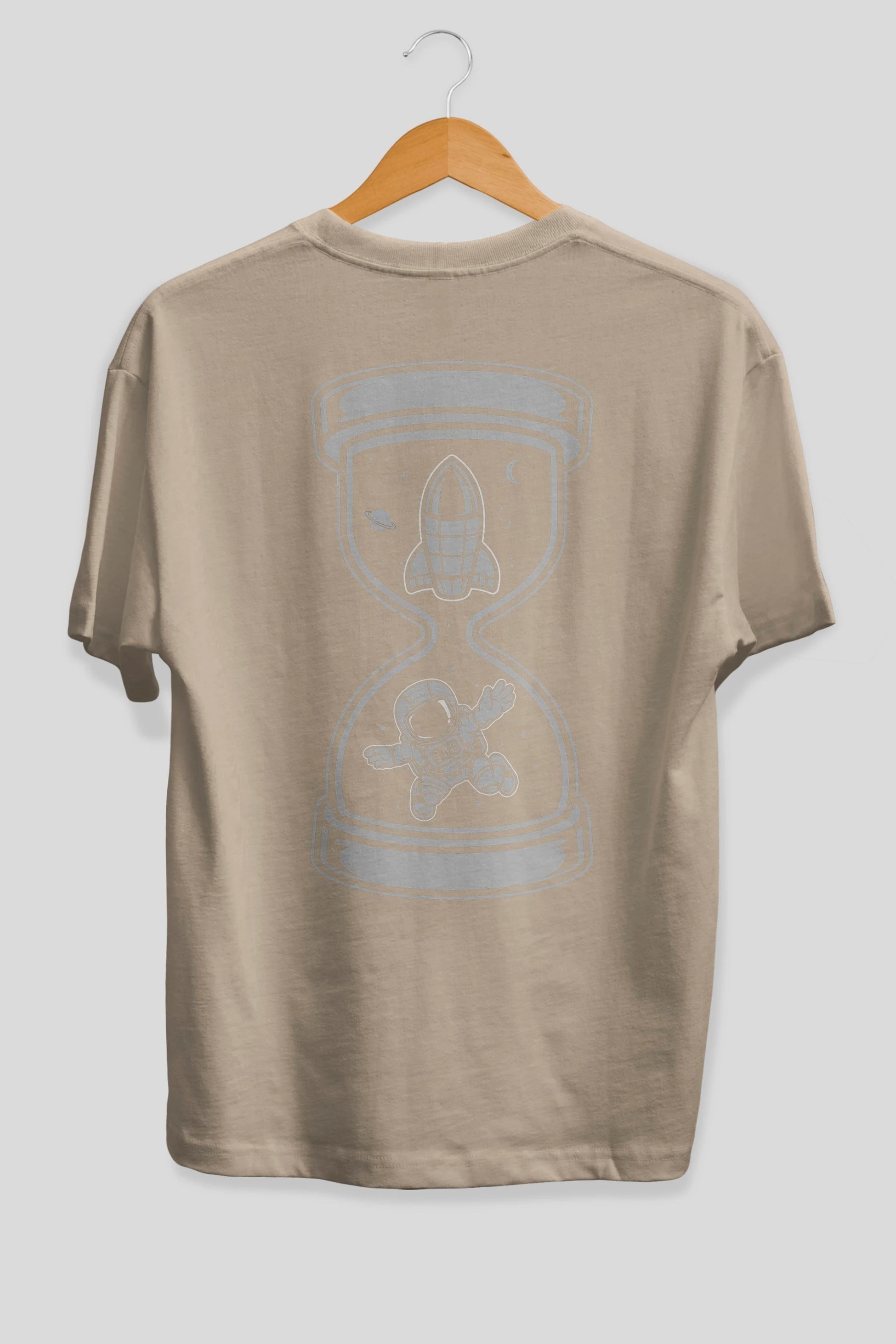 Astronaut Time Arka Baskılı Oversize t-shirt Erkek Kadın Unisex