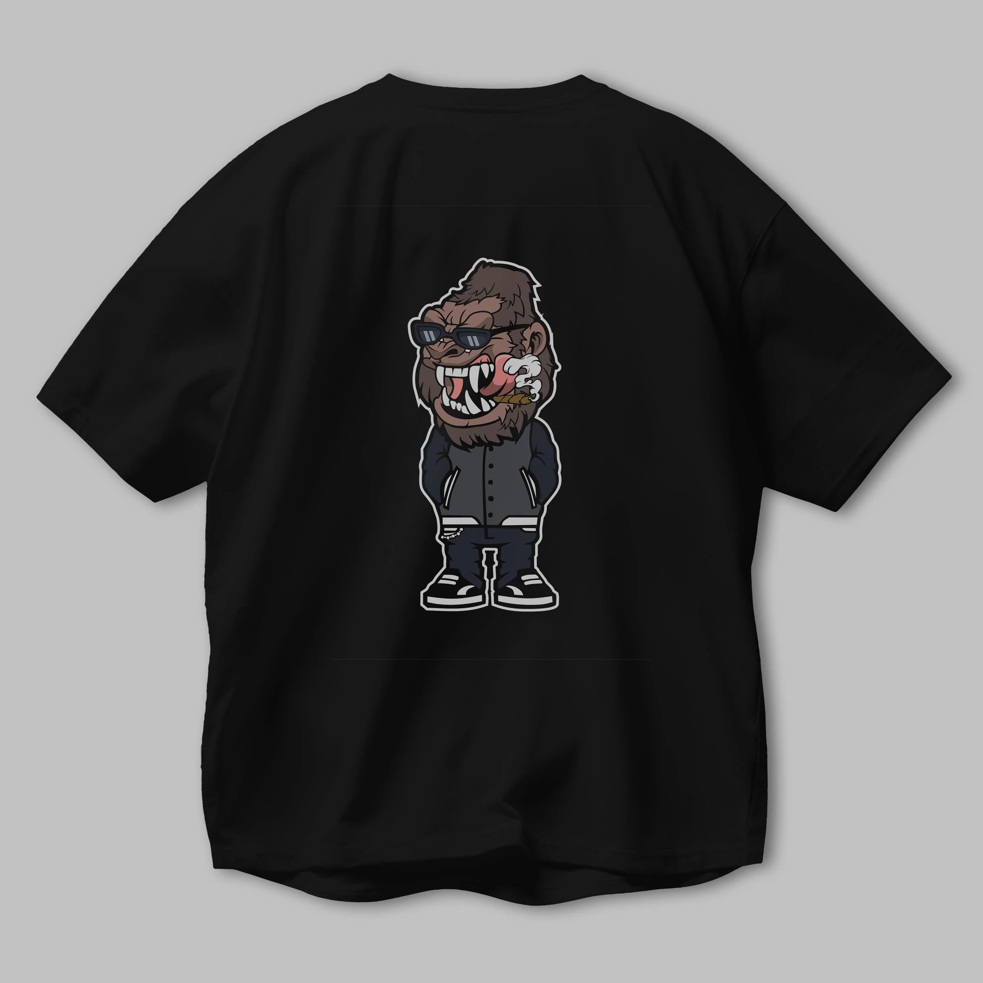 Gorilla Street Style Arka Baskılı Oversize t-shirt Erkek Kadın Unisex %100 Pamuk tişort