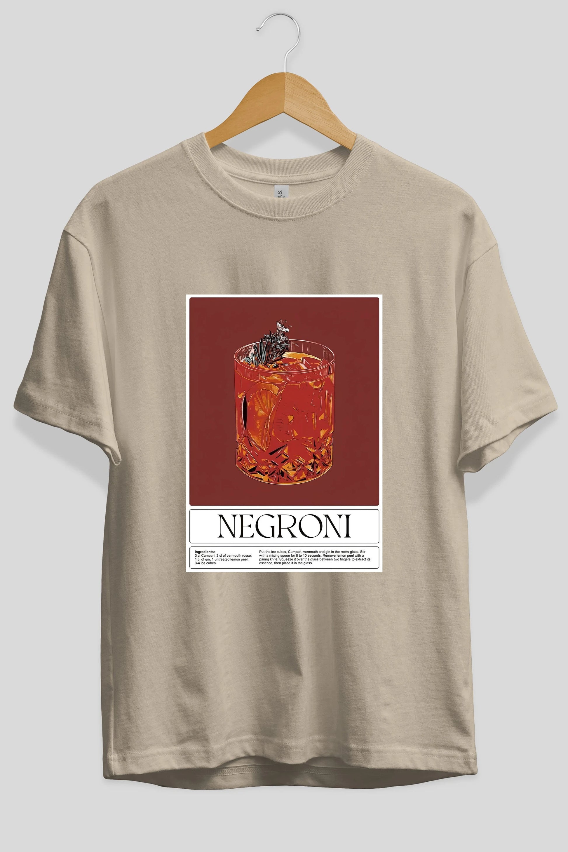 Negroni 2 Ön Baskılı Oversize t-shirt Erkek Kadın Unisex %100 Pamuk Bisiklet Yaka tişort