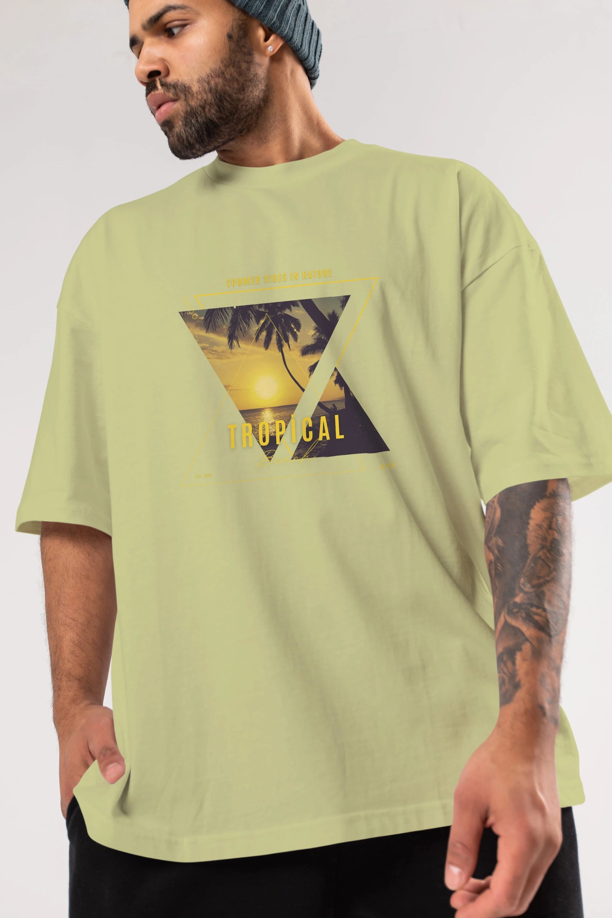 Summer Vibes Yazılı Ön Baskılı Oversize t-shirt Erkek Kadın Unisex