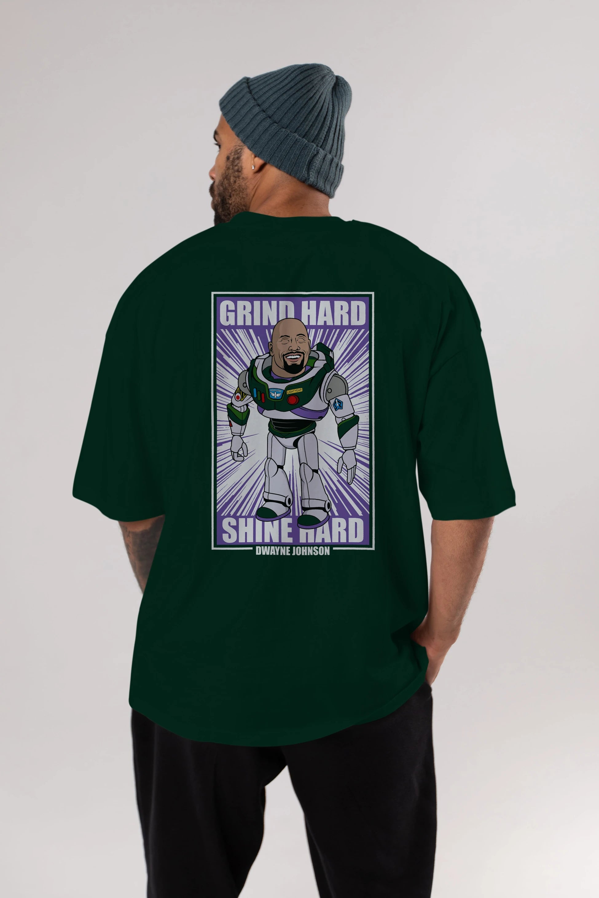 Dwayne Johnson Buzz Lightyear Arka Baskılı Oversize t-shirt Erkek Kadın Unisex %100 Pamuk tişort