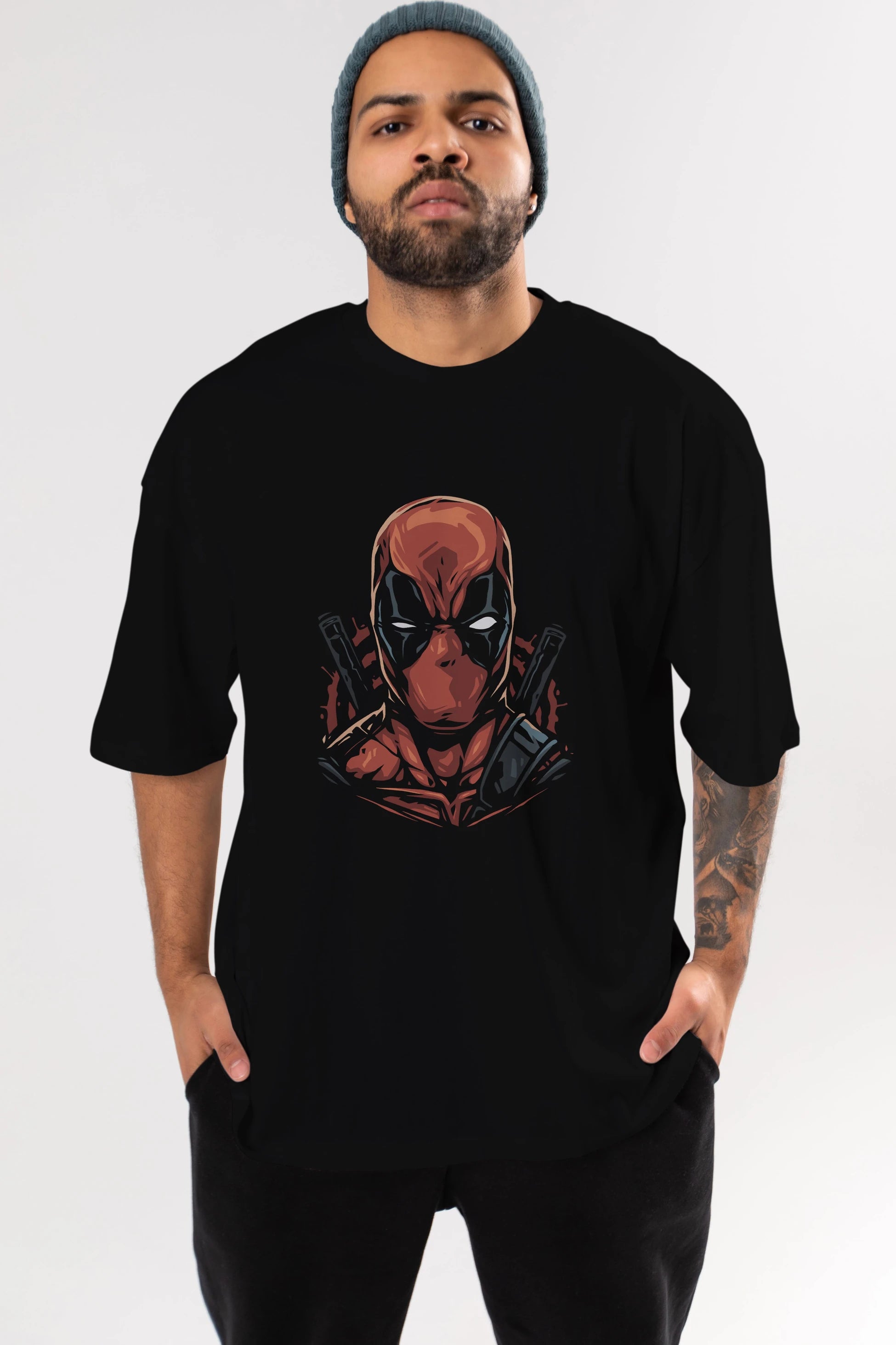 Deadpool (10) Ön Baskılı Oversize t-shirt Erkek Kadın Unisex %100 Pamuk Bisiklet Yaka tişort