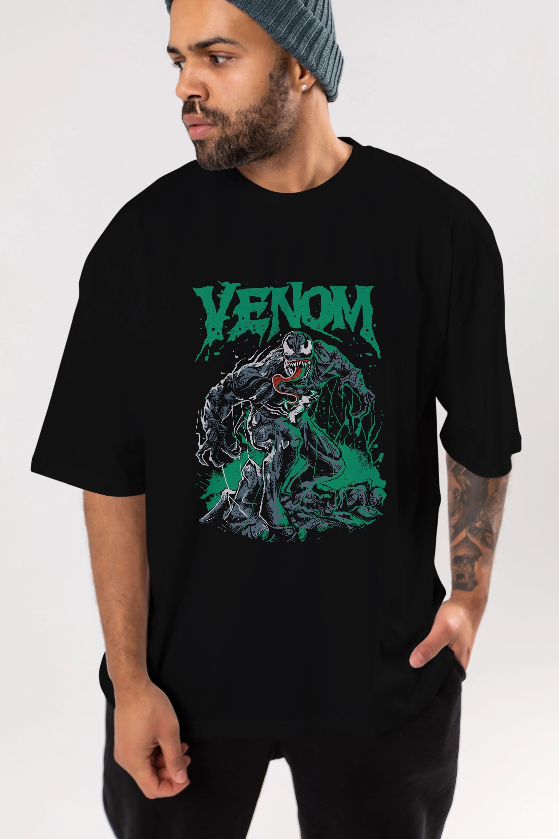 Venom (3) Ön Baskılı Oversize t-shirt Erkek Kadın Unisex %100 Pamuk Bisiklet Yaka tişort