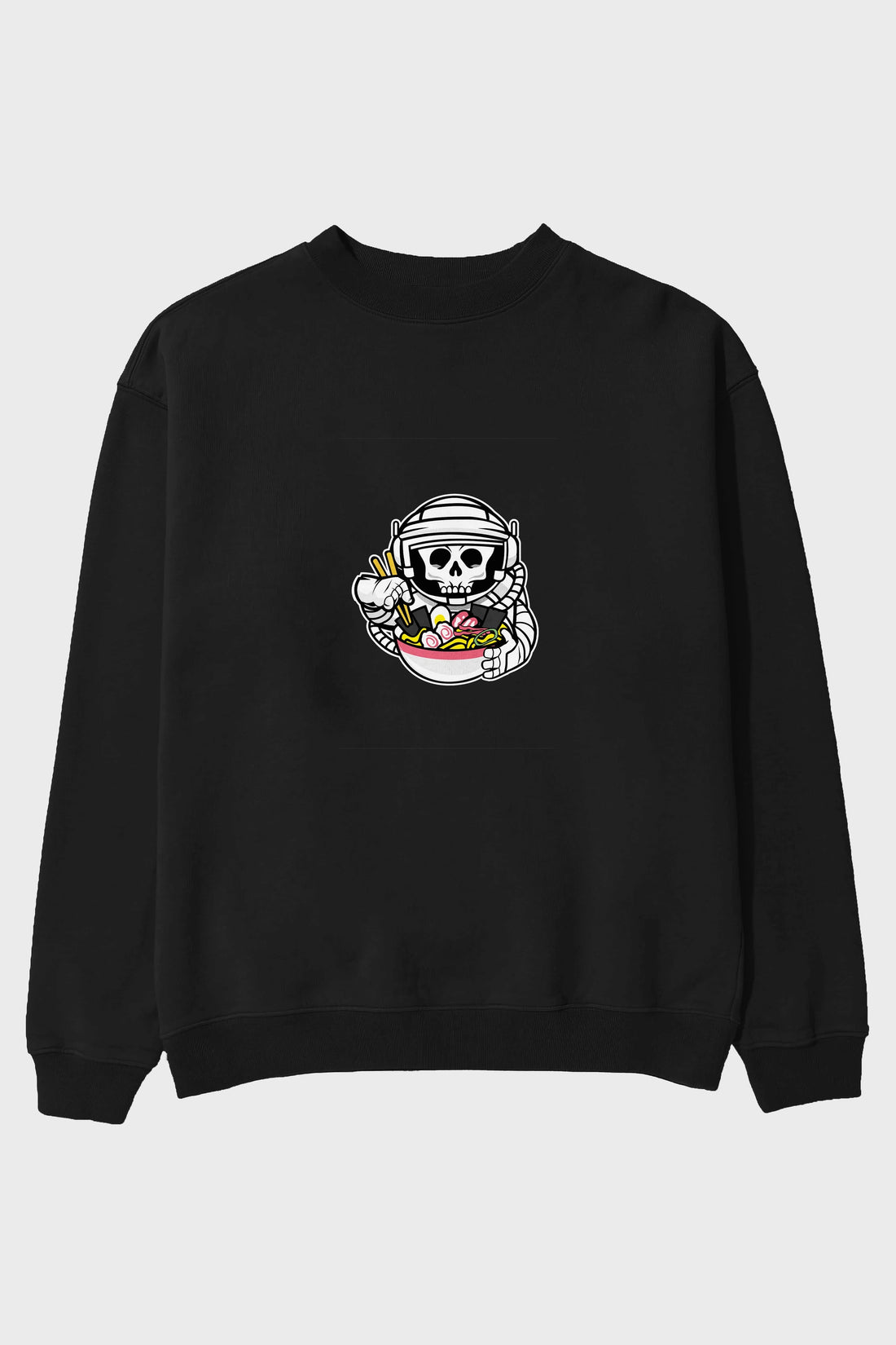 Astronaut Ramen Ön Baskılı Oversize Sweatshirt Erkek Kadın Unisex