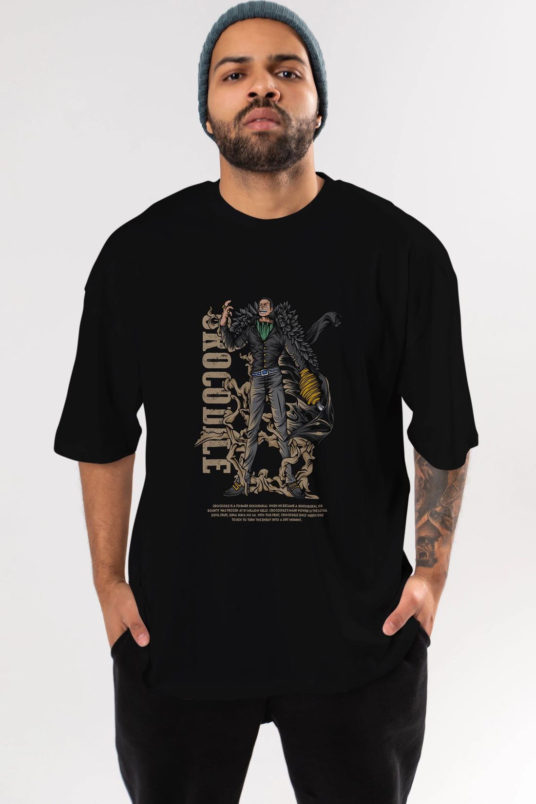 Crocodile Anime Ön Baskılı Oversize t-shirt %100 pamuk Erkek Kadın Unisex