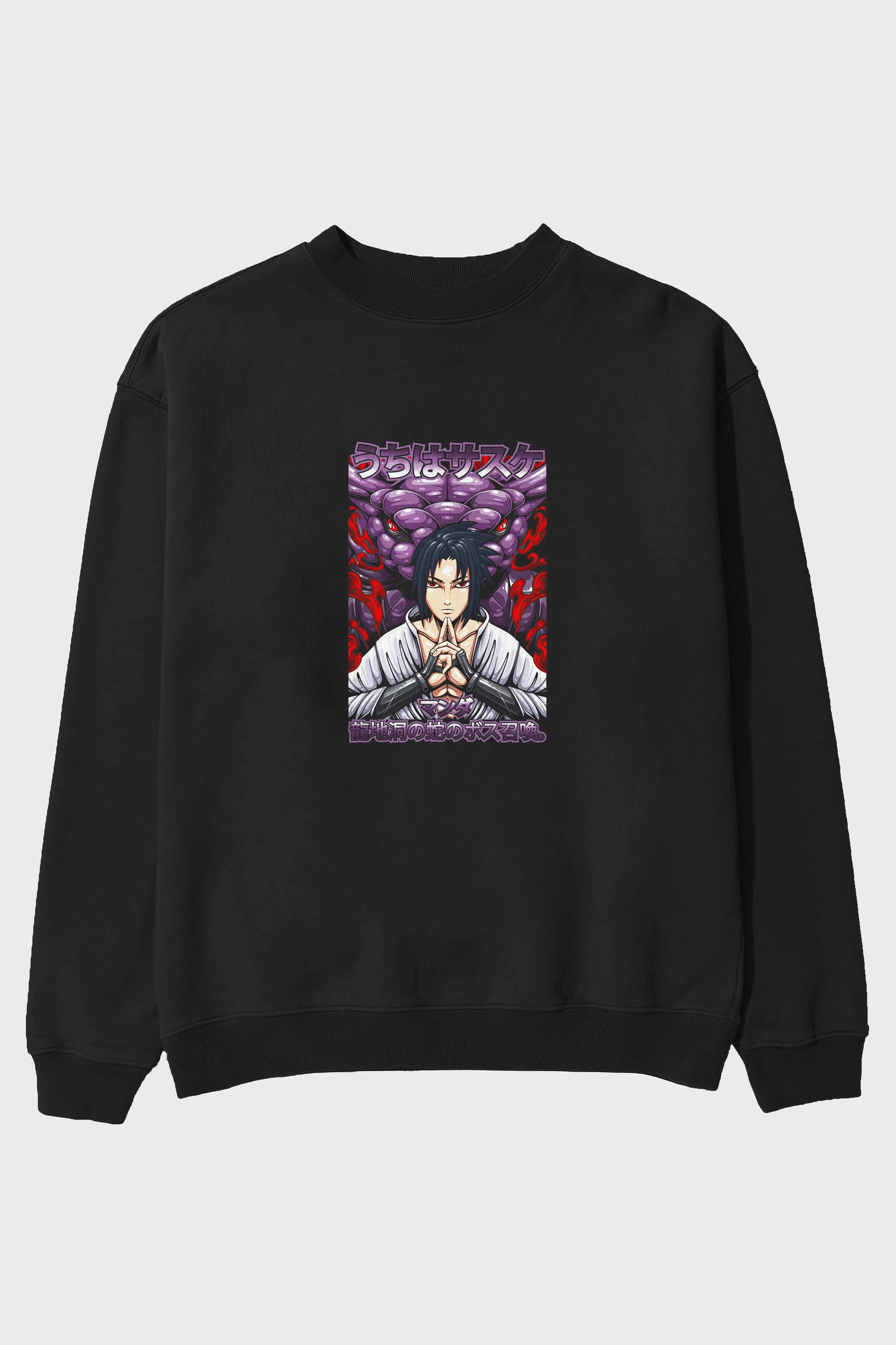 NARUTO SASUKE UCHIHA Anime Ön Baskılı Oversize Sweatshirt Erkek Kadın Unisex