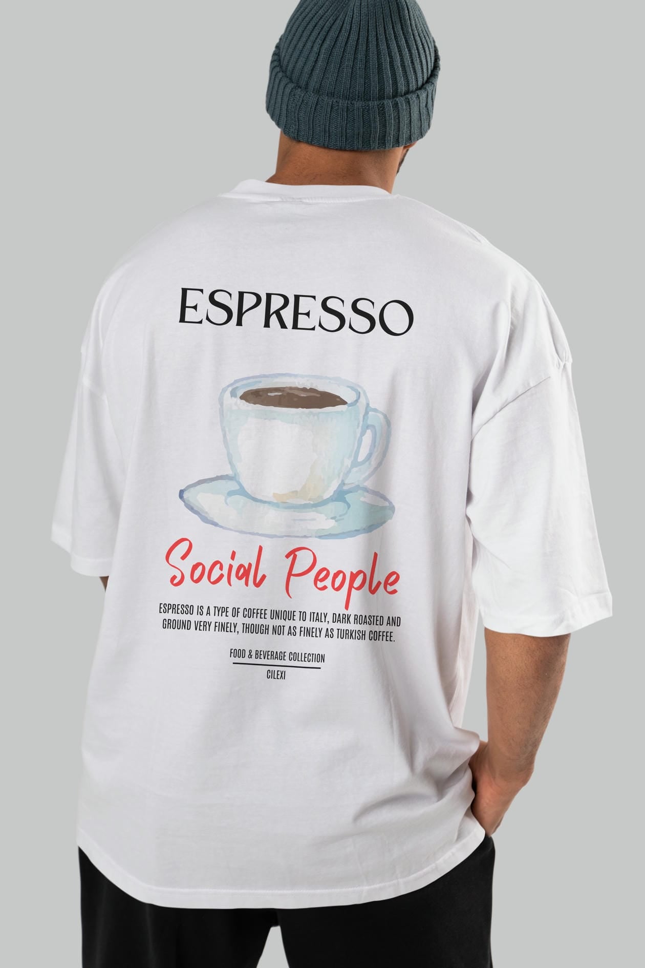 Espresso Kokteyl Serisi Baskılı Oversize t-shirt Erkek Kadın Unisex %100 Pamuk Bisiklet Yaka tişort
