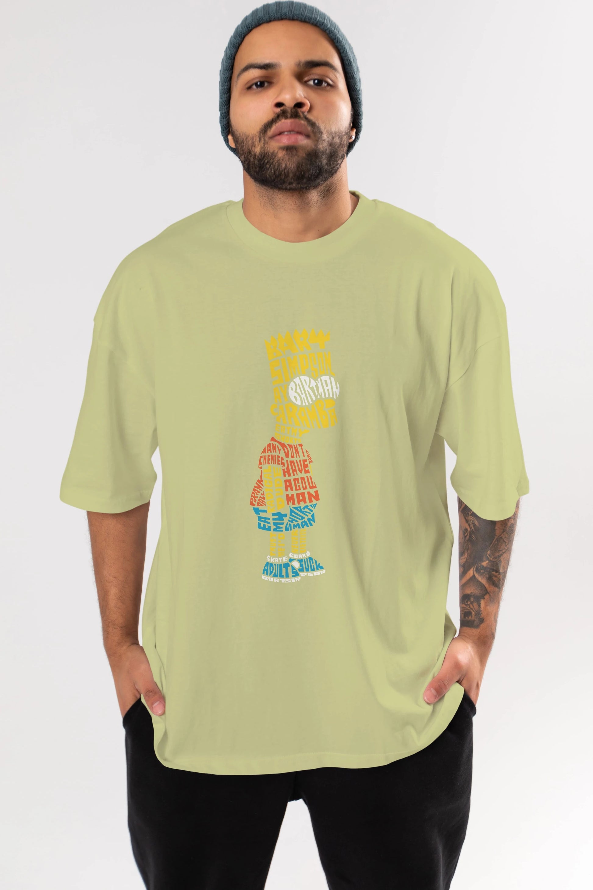 Bart Simpson Ön Baskılı Oversize t-shirt %100 pamuk Erkek Kadın Unisex