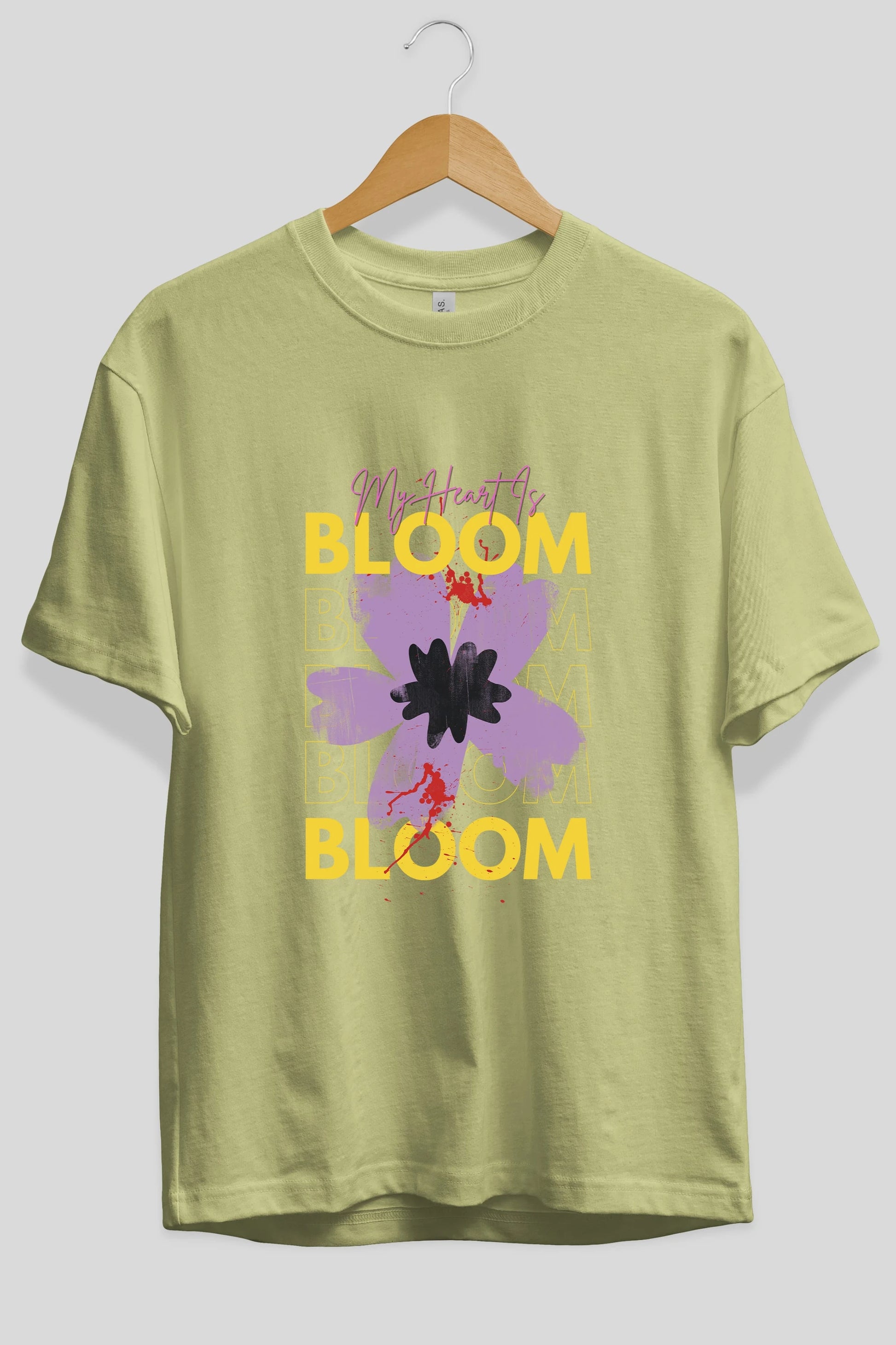 Bloom Yazılı Ön Baskılı Oversize t-shirt Erkek Kadın Unisex
