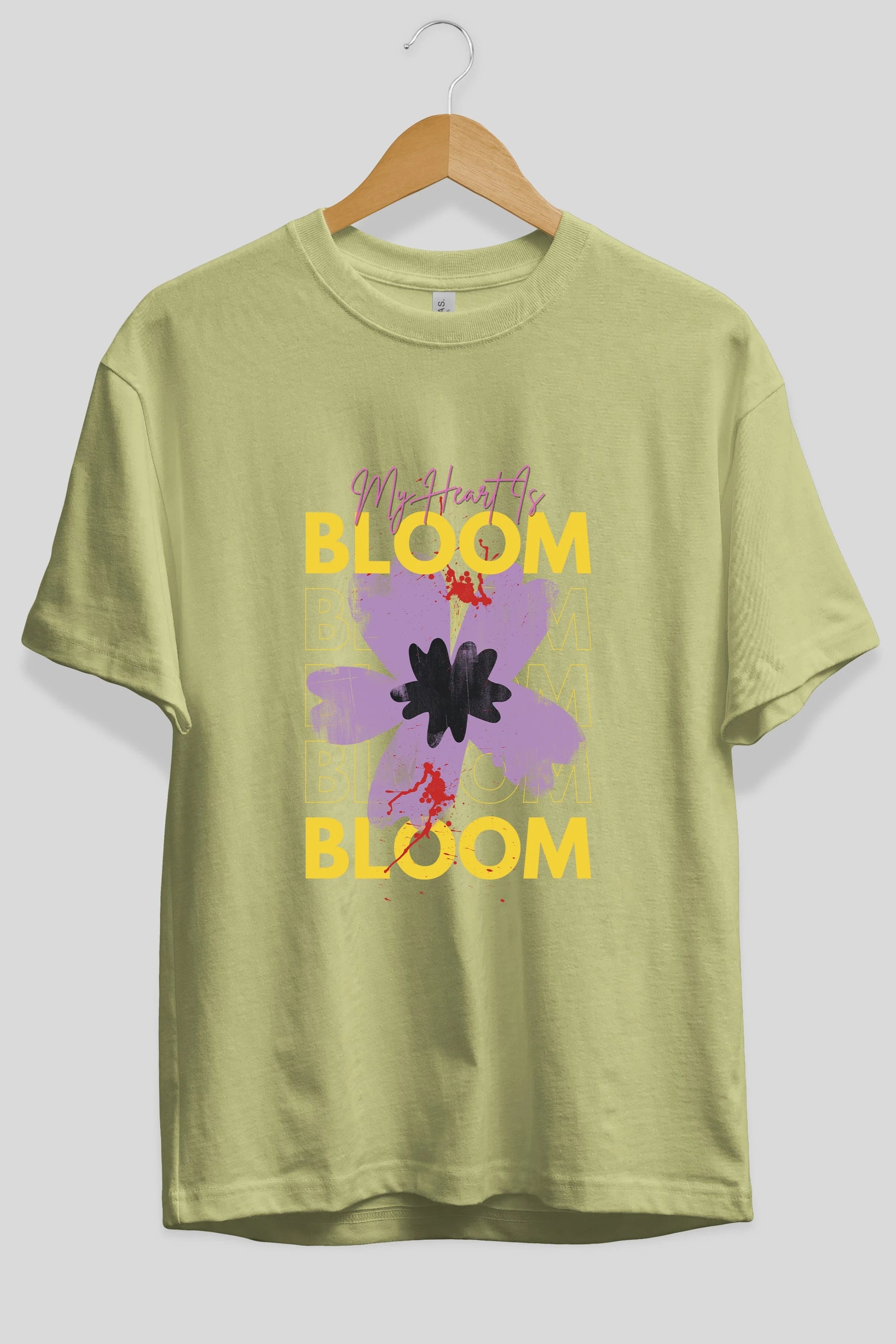 Bloom Yazılı Ön Baskılı Oversize t-shirt Erkek Kadın Unisex