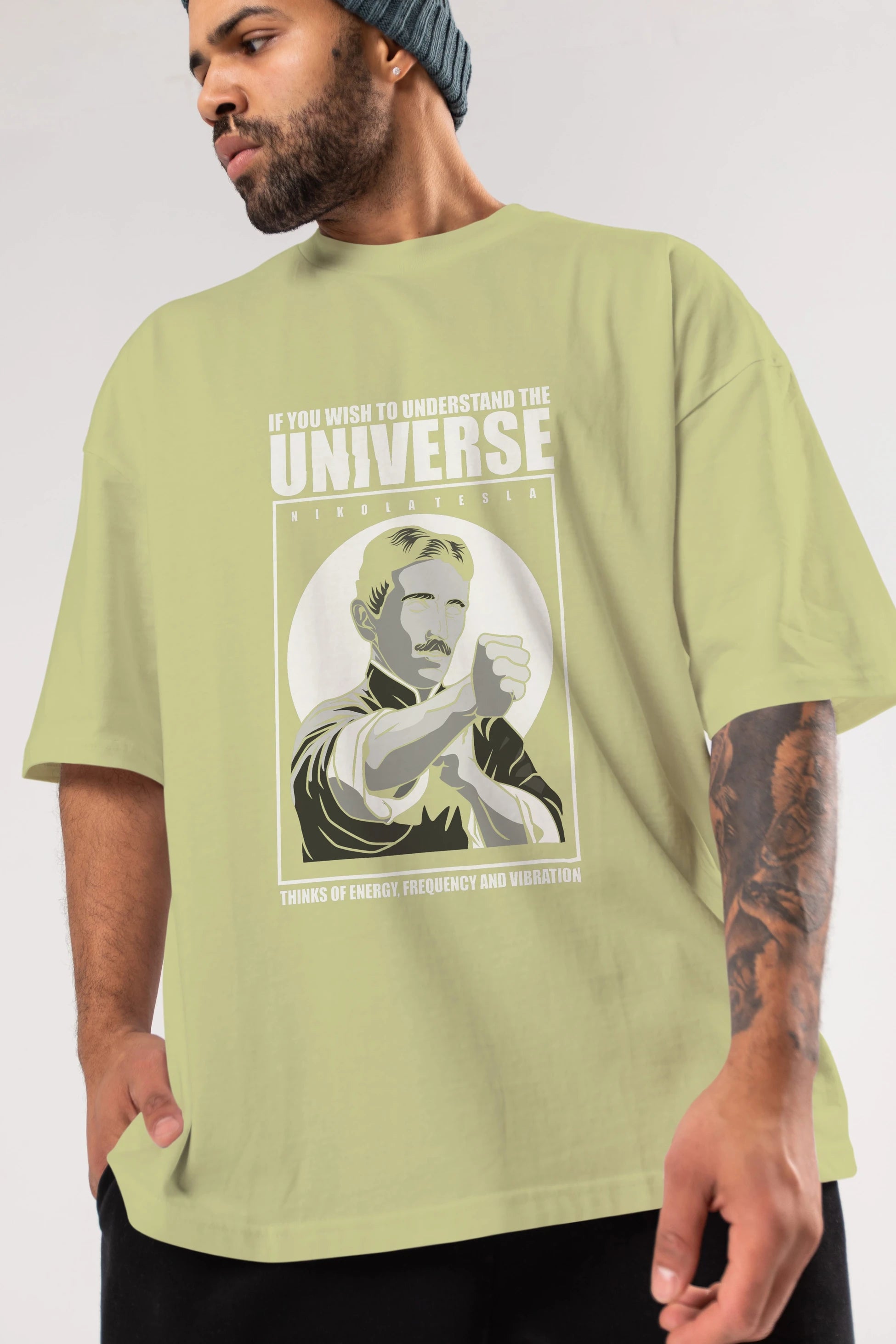 Nicola Tesla Ip Man Ön Baskılı Oversize t-shirt Erkek Kadın Unisex %100 Pamuk tişort