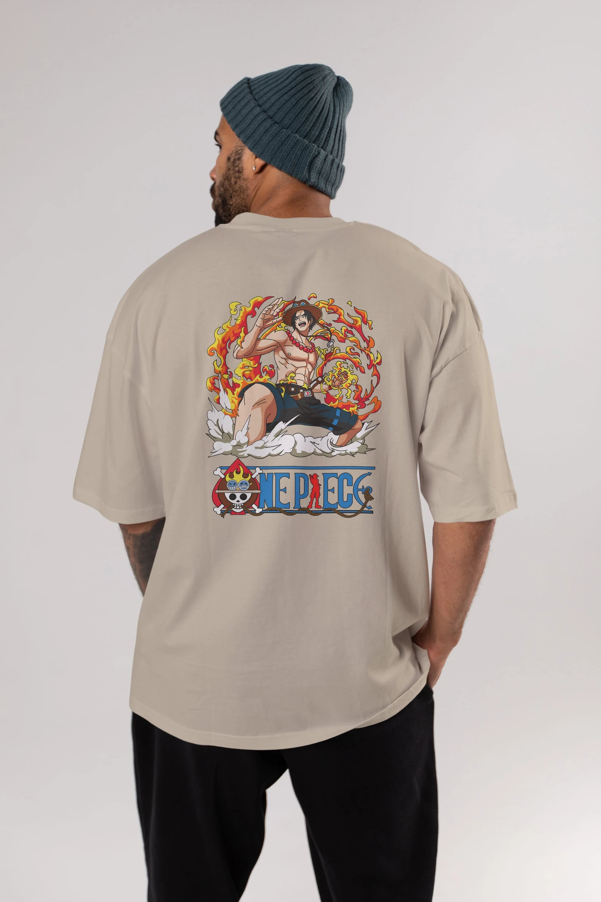 One Piece Anime Arka Baskılı Oversize t-shirt Erkek Kadın Unisex %100 pamuk tişort