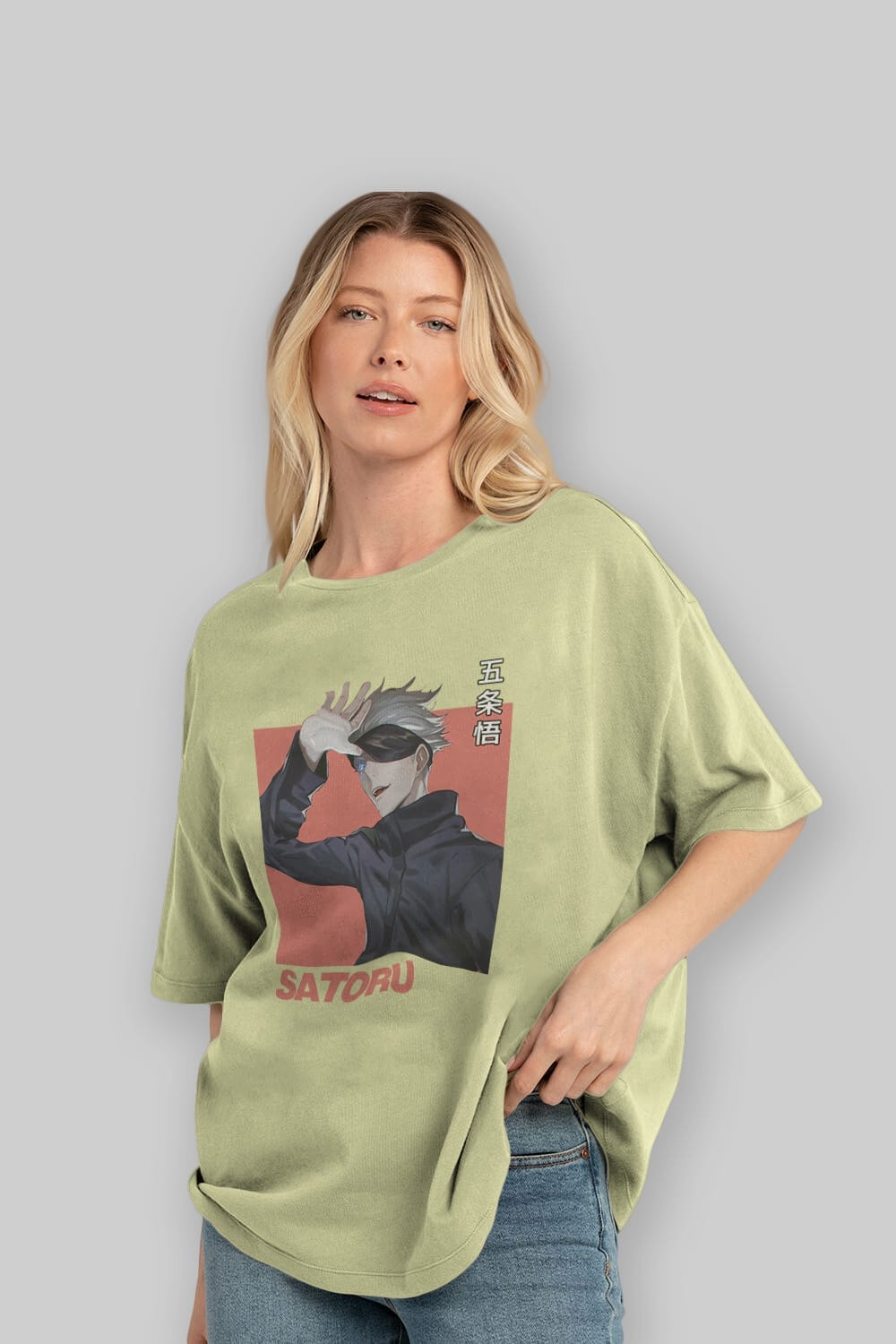 SATORU GOJO 2 Anime Ön Baskılı Oversize t-shirt %100 pamuk Erkek Kadın Unisex