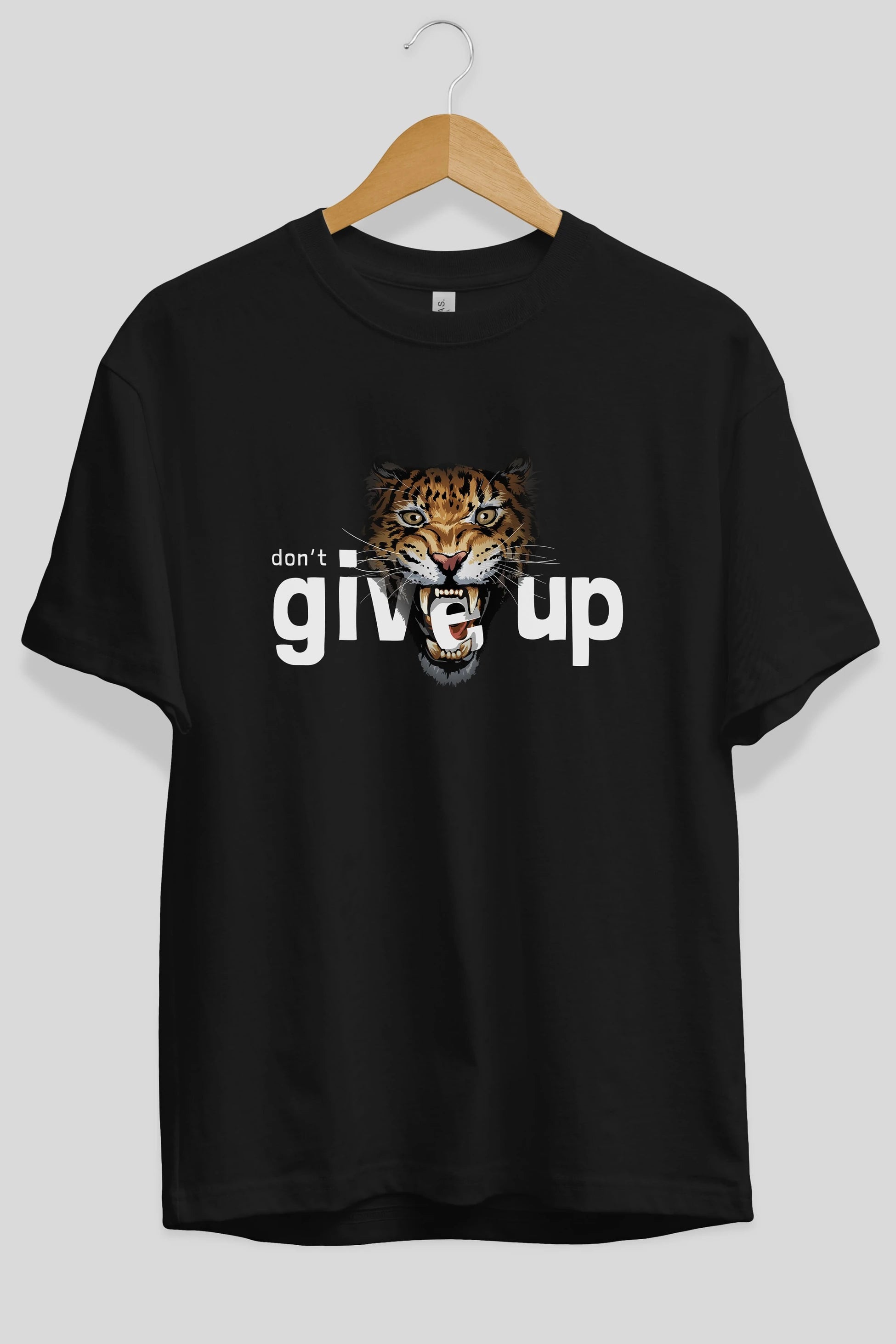 Teddy Bear Dont Give Up Ön Baskılı Oversize t-shirt Erkek Kadın Unisex %100 Pamuk