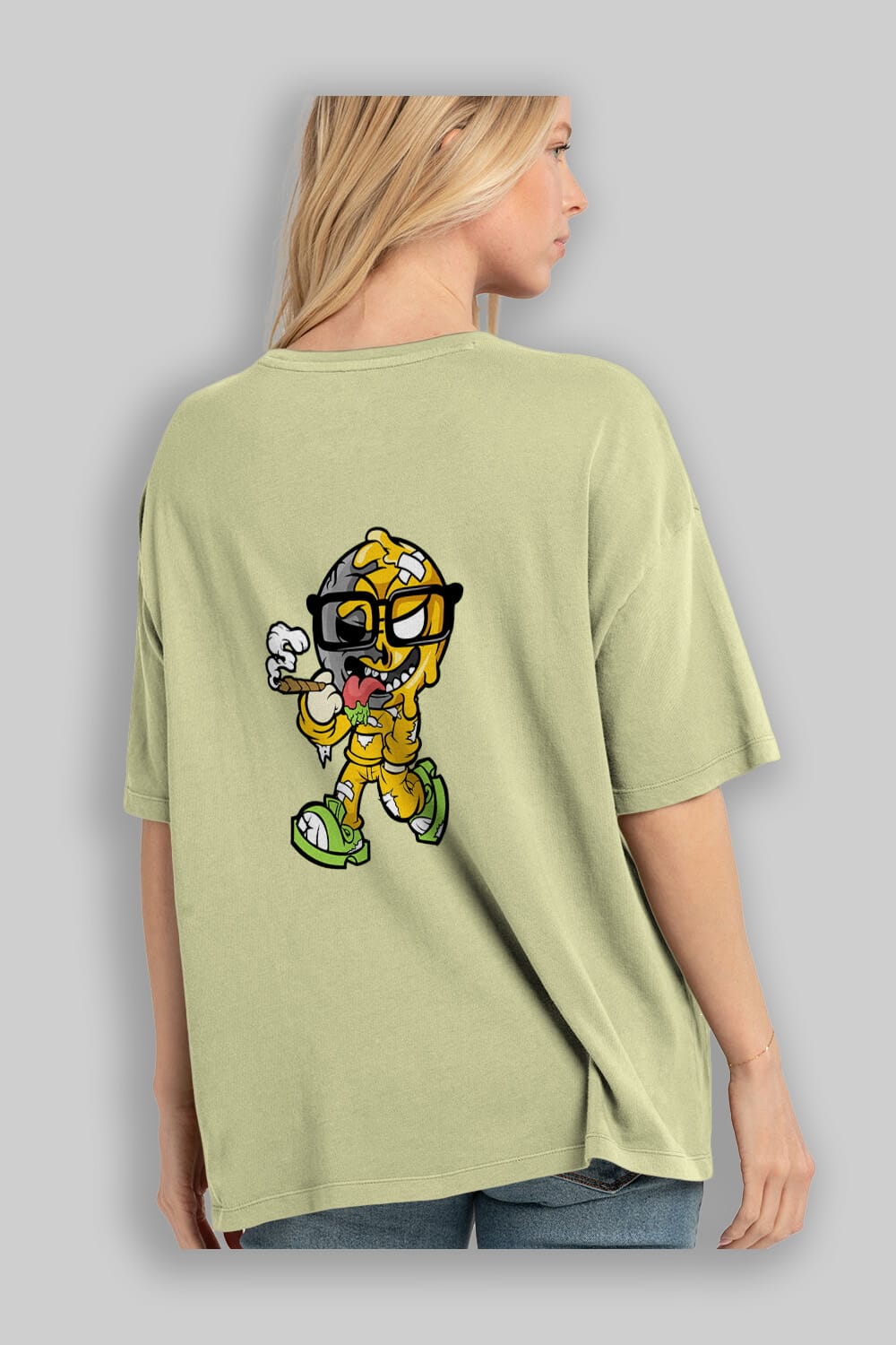Eyeball Smoker Arka Baskılı Oversize t-shirt Erkek Kadın Unisex %100 Pamuk tişort