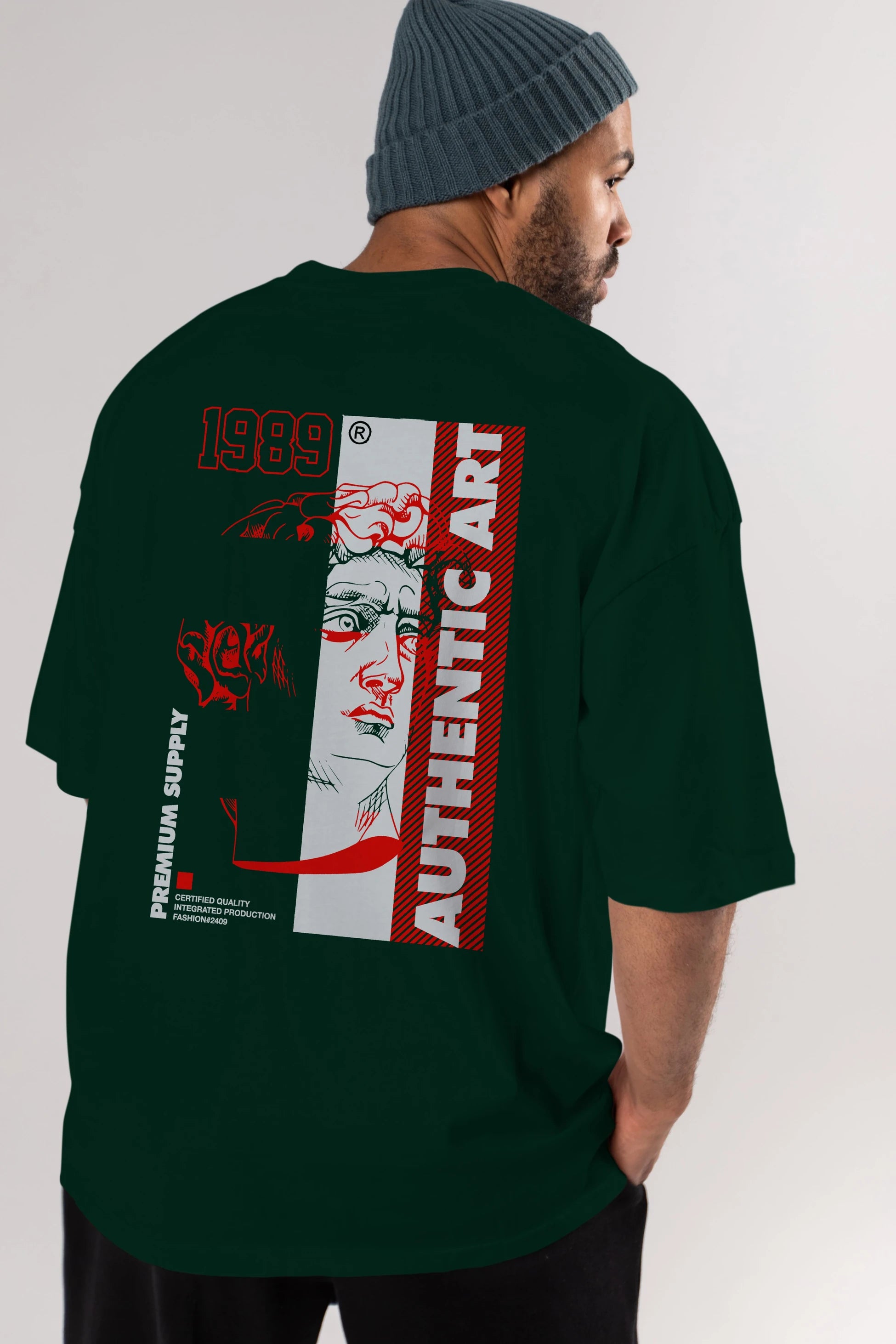 Authentic Art Arka Baskılı Oversize t-shirt Erkek Kadın Unisex