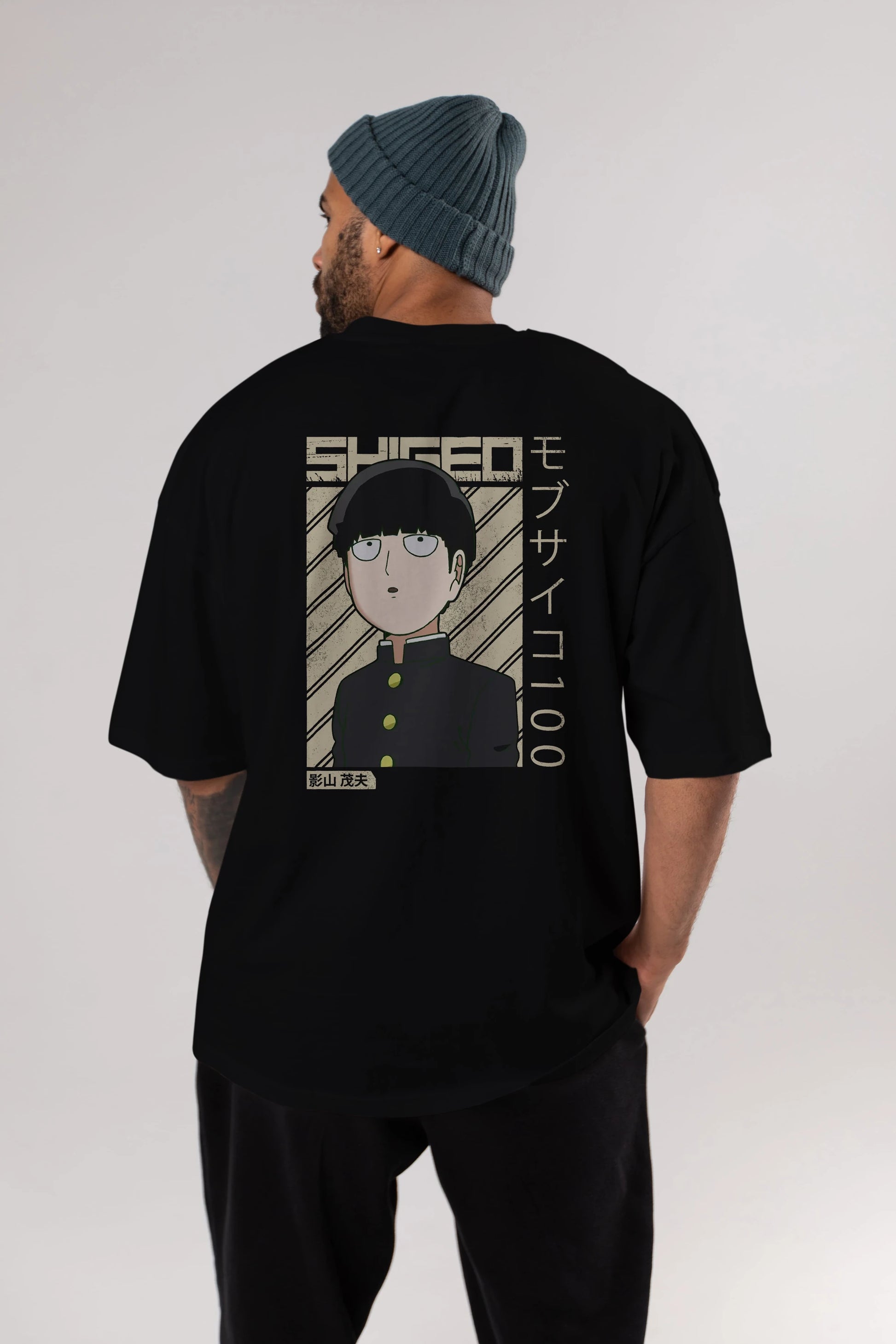 Shigeo Kageyama 2 Anime Arka Baskılı Oversize t-shirt Erkek Kadın Unisex