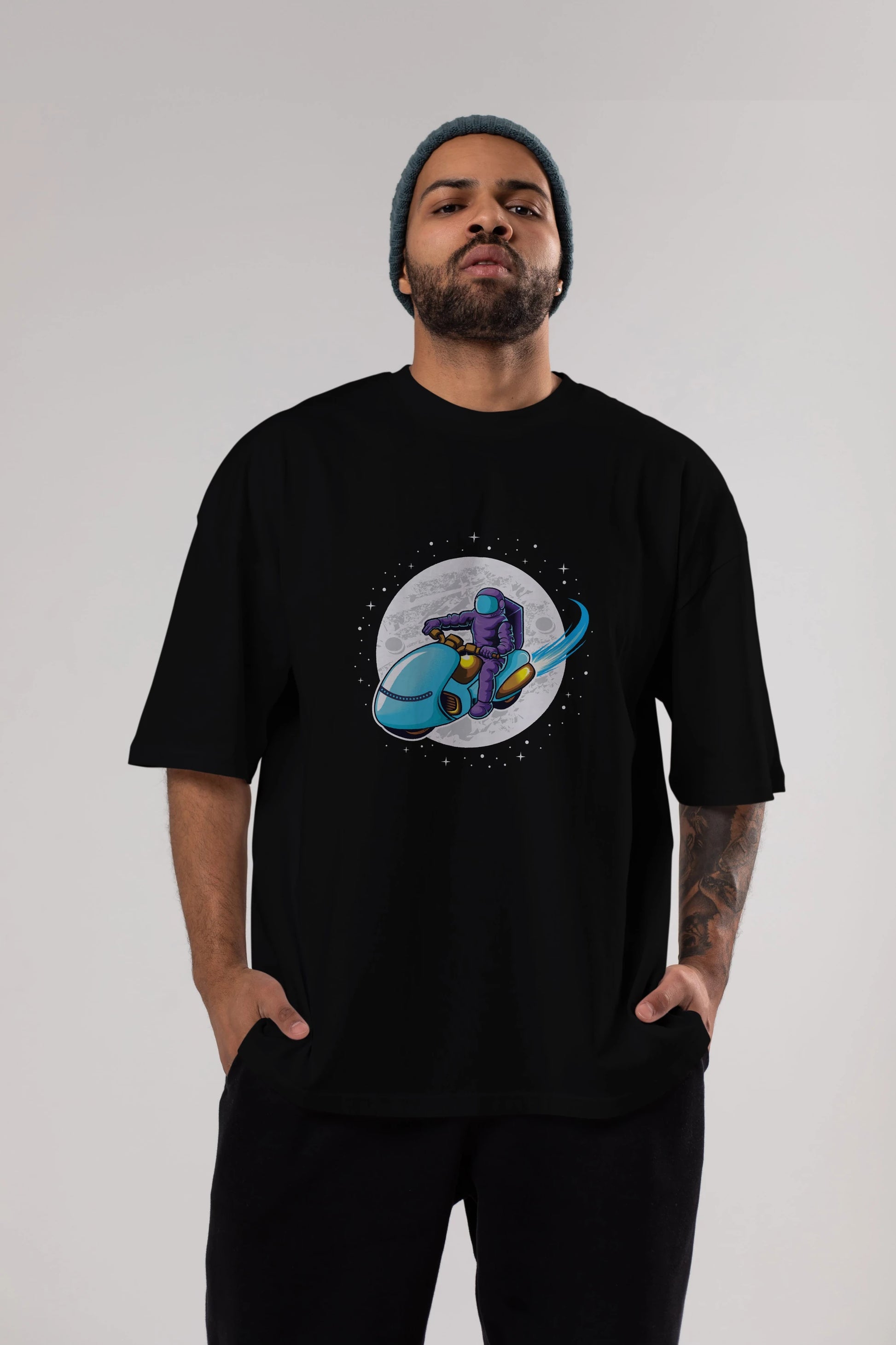 Astrorider in Space Ön Baskılı Oversize t-shirt Erkek Kadın Unisex