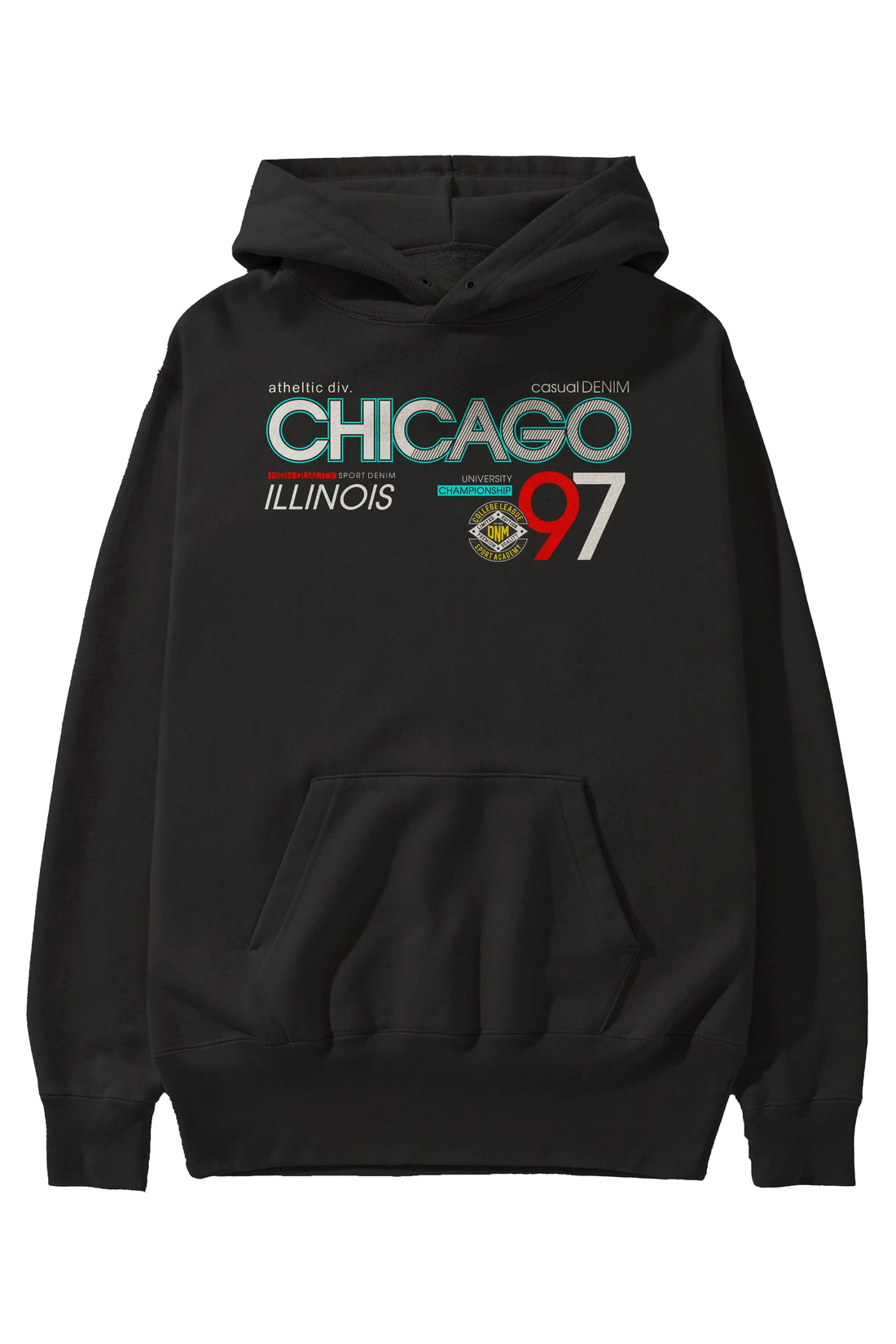 Chicago 97 Ön Baskılı Oversize Hoodie Kapüşonlu Sweatshirt Erkek Kadın Unisex