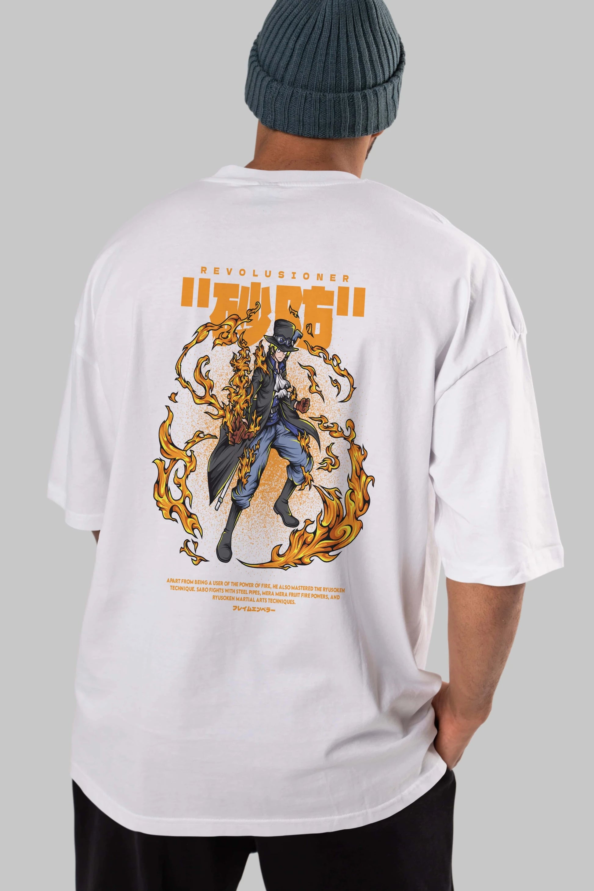 Revolusioner Sabo Anime Arka Baskılı Oversize t-shirt Erkek Kadın Unisex