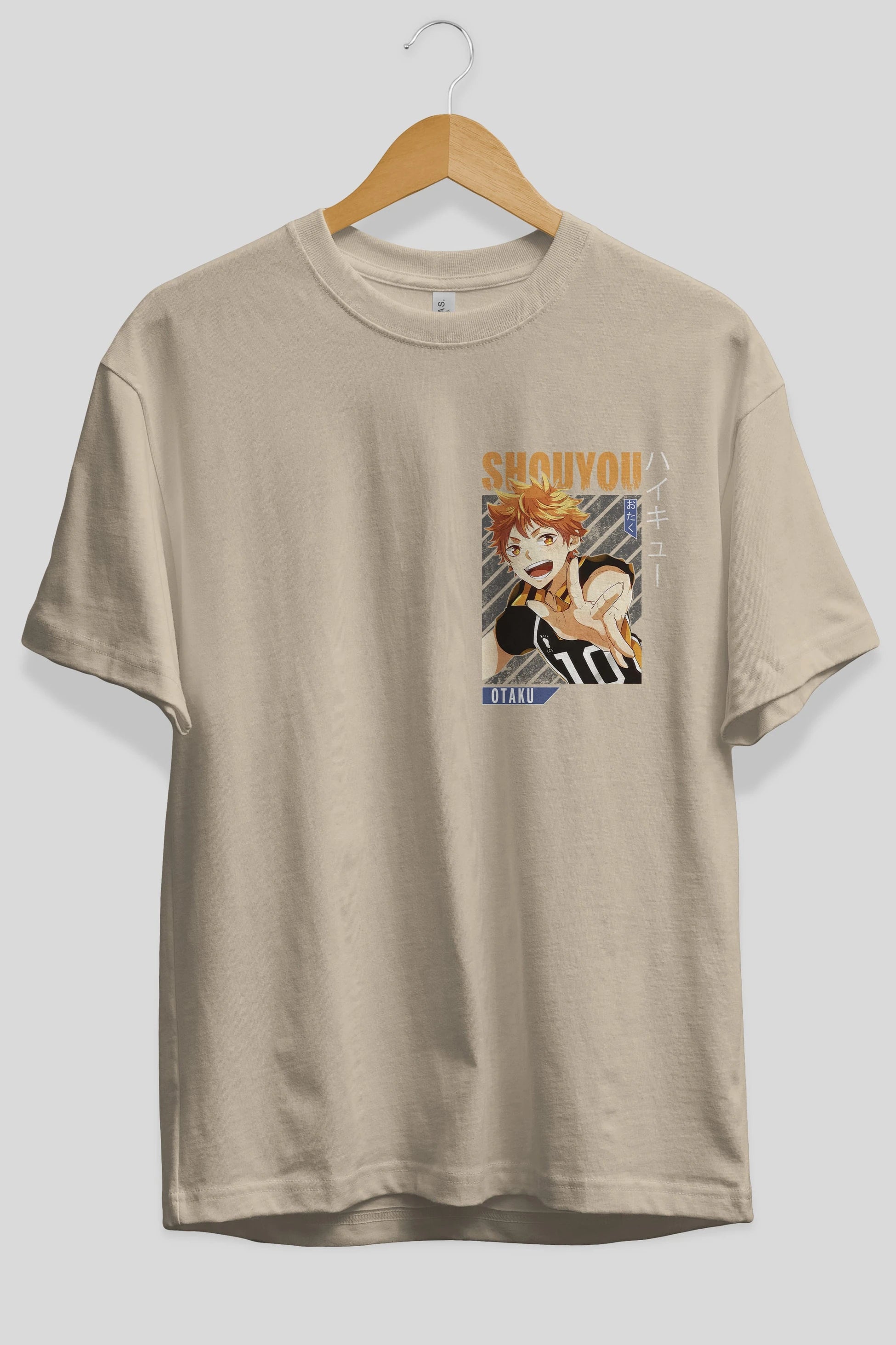 Shouyou Hinata 9 Ön Sol Baskılı Oversize t-shirt Erkek Kadın Unisex %100 Pamuk Bisiklet Yaka tişort