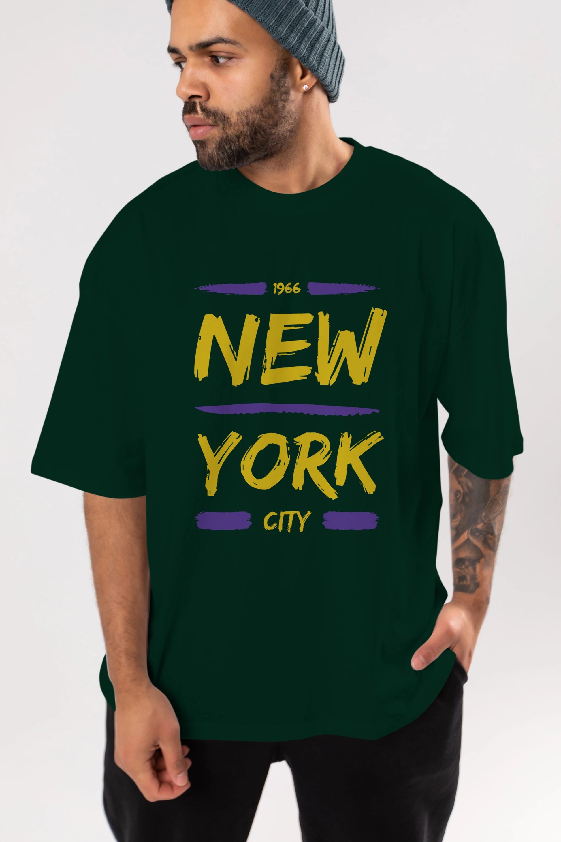 New York City 2 Ön Baskılı Oversize t-shirt Erkek Kadın Unisex