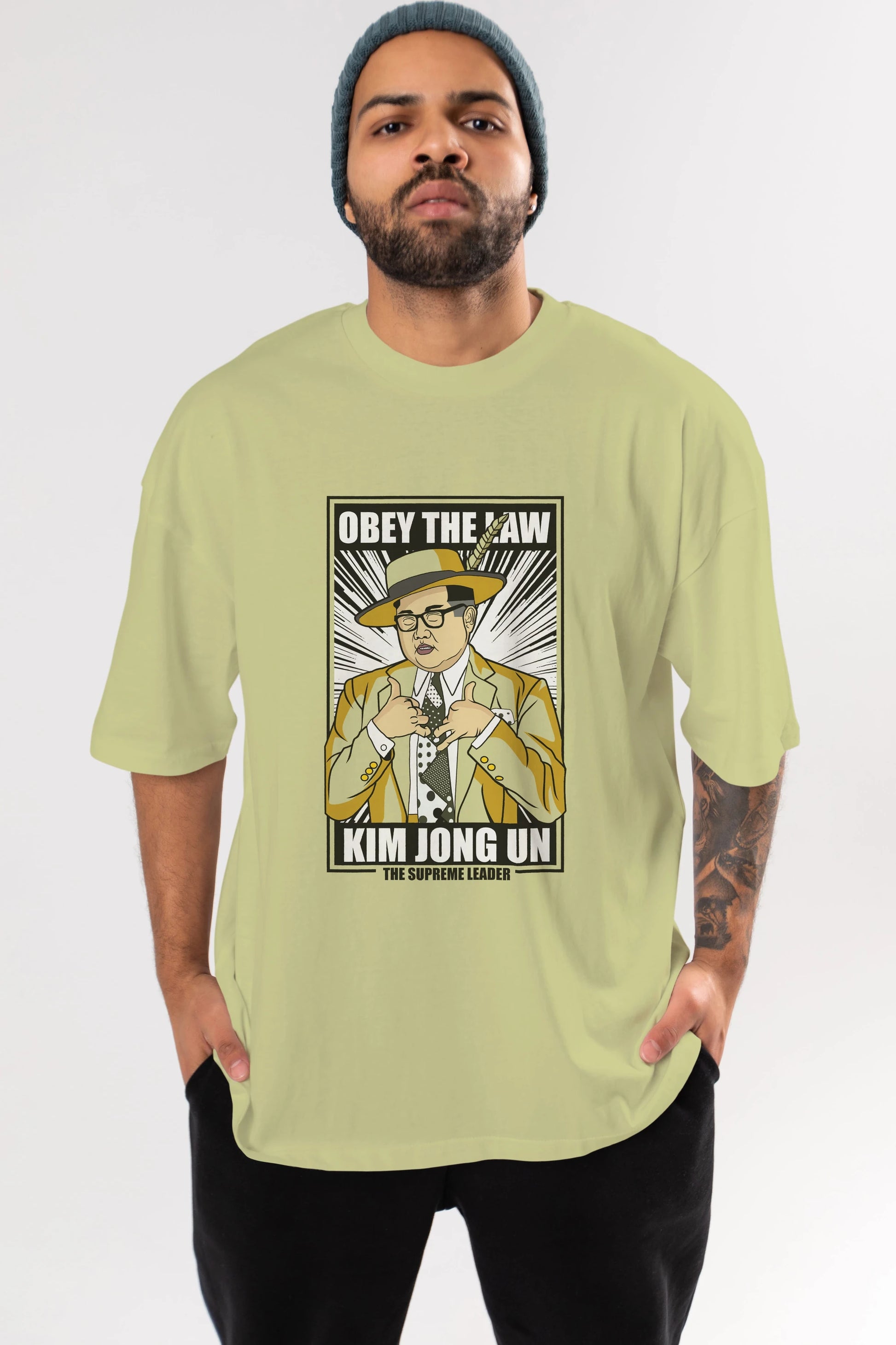 The Mask Jong Un Ön Baskılı Oversize t-shirt Erkek Kadın Unisex %100 Pamuk tişort
