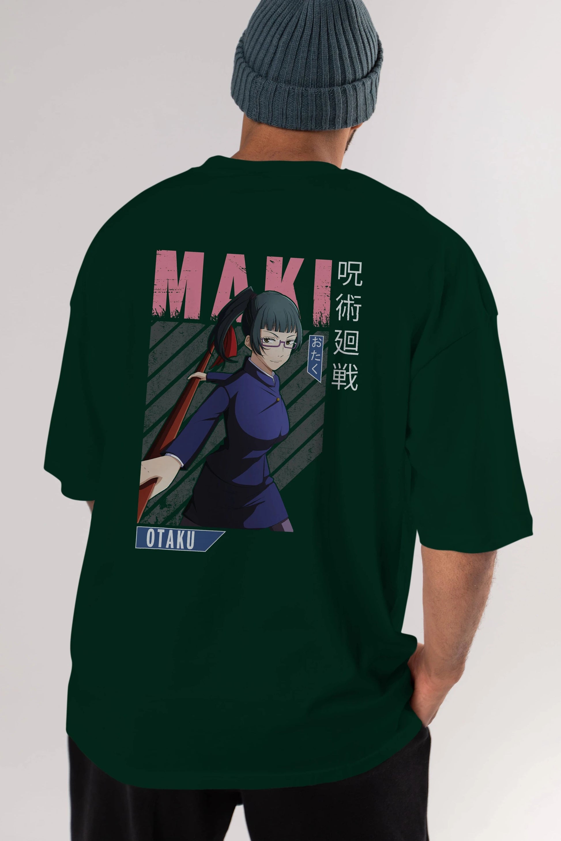 Maki Zenin CHAINSAWMAN Anime Arka Baskılı Oversize t-shirt Erkek Kadın Unisex