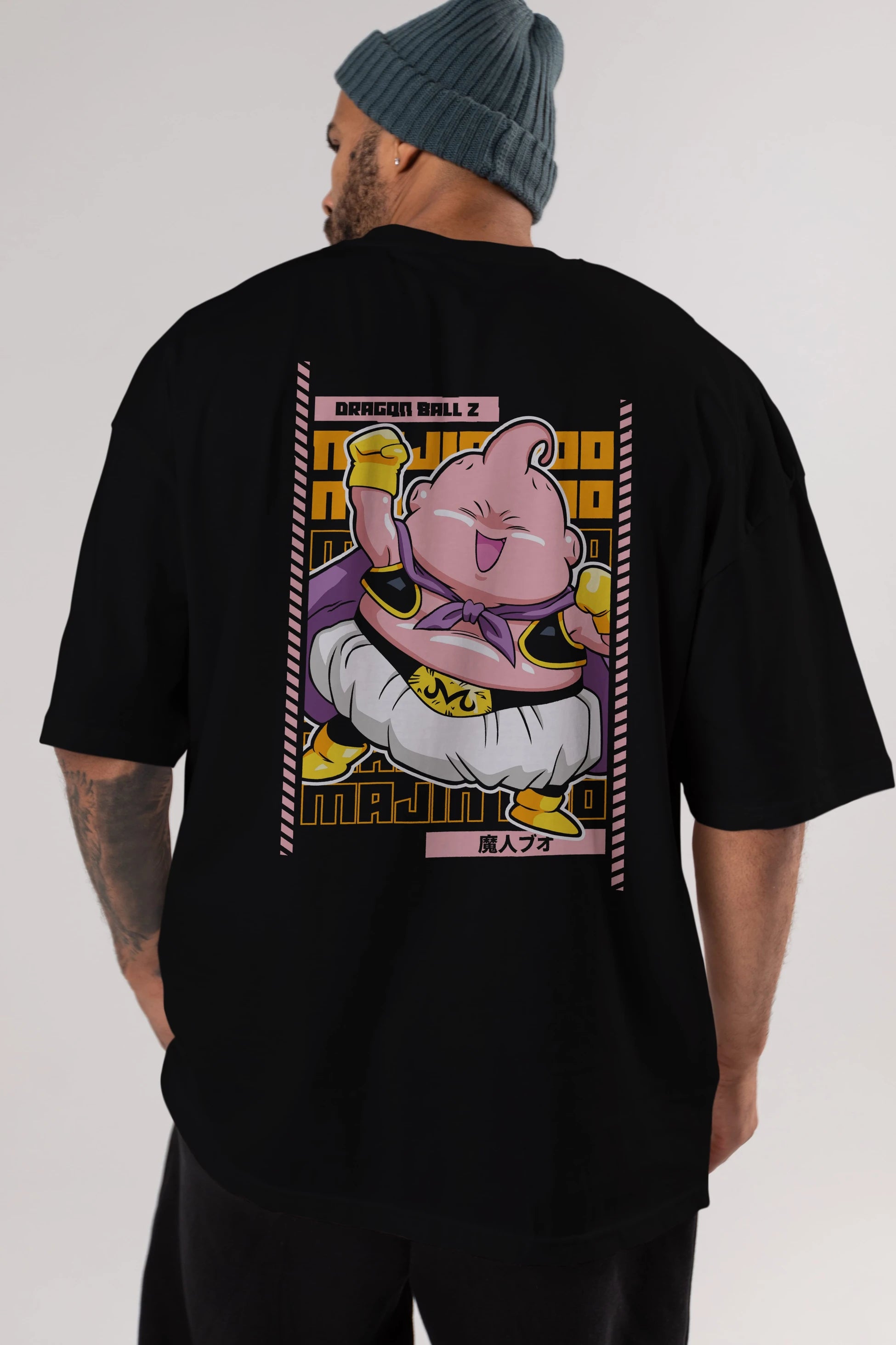 MAJIN BOO1 Anime Arka Baskılı Oversize t-shirt Erkek Kadın Unisex