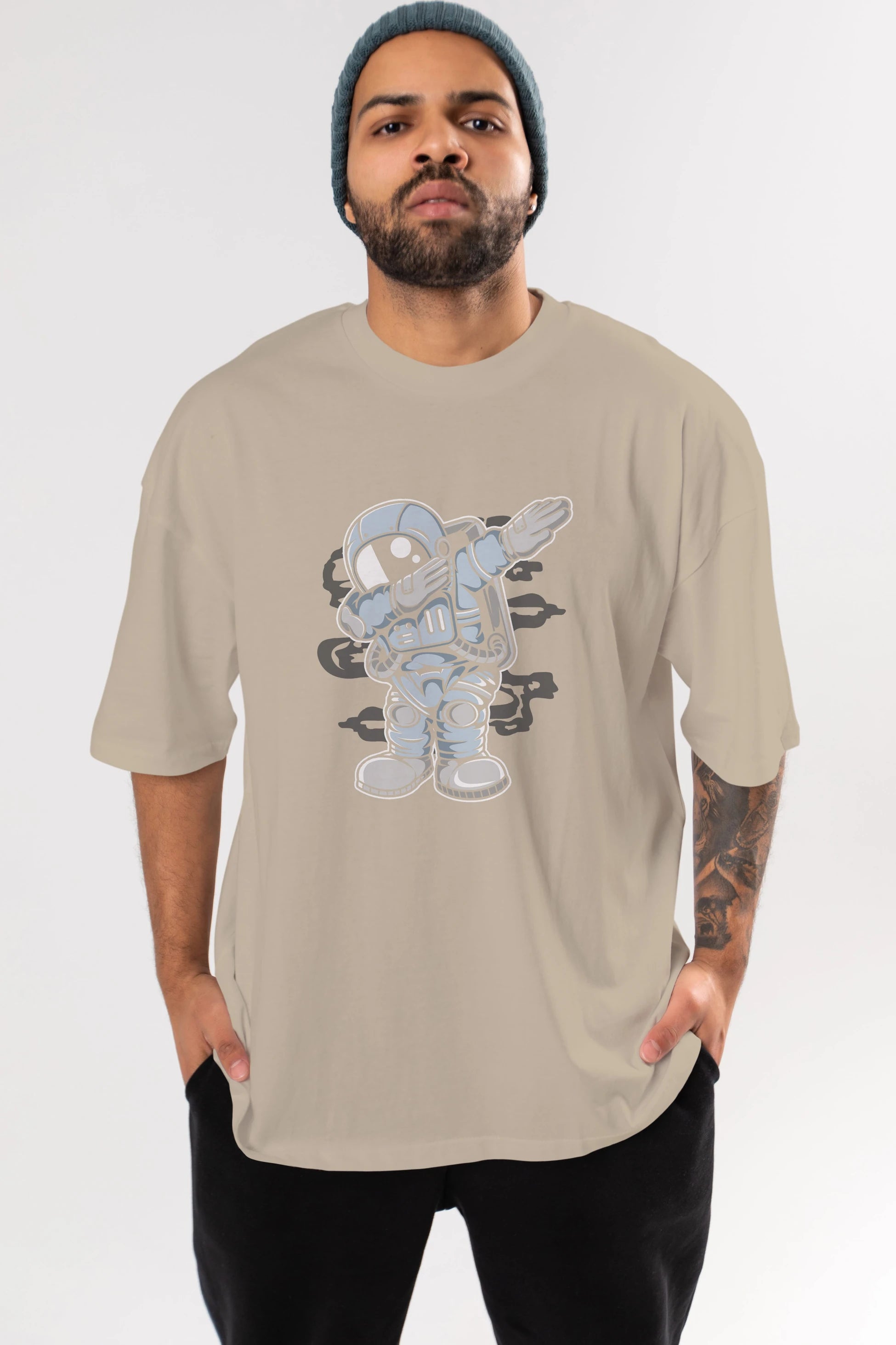 Astronaut Dab Ön Baskılı Oversize t-shirt Erkek Kadın Unisex