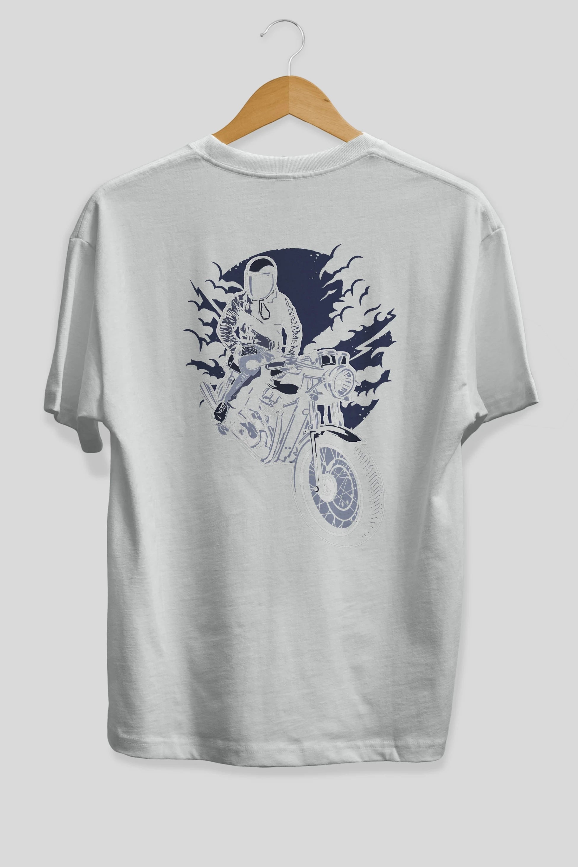 Night Rider Arka Baskılı Oversize t-shirt Erkek Kadın Unisex %100 Pamuk