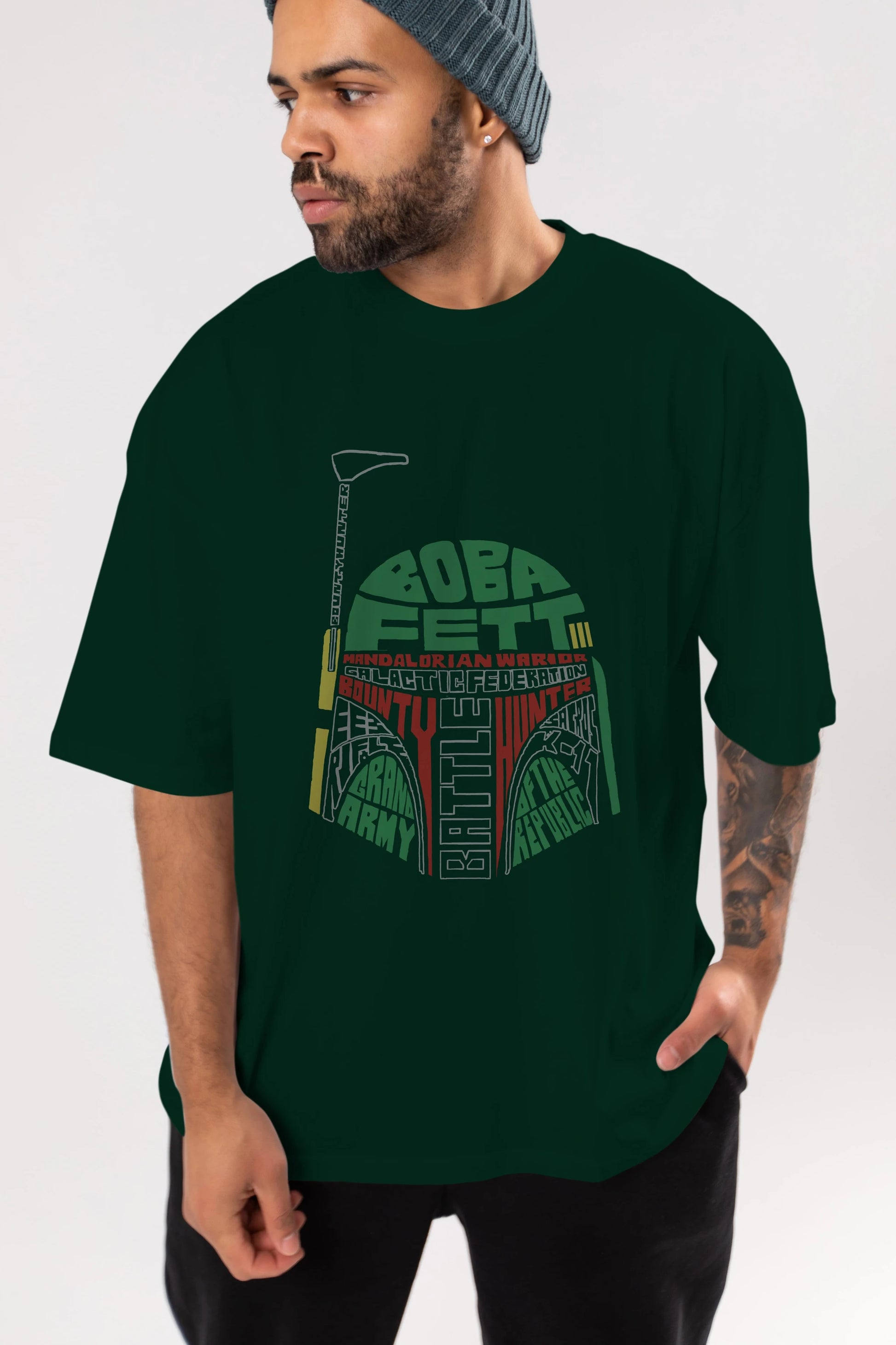 Boba Fett (2) Ön Baskılı Oversize t-shirt %100 pamuk Erkek Kadın Unisex