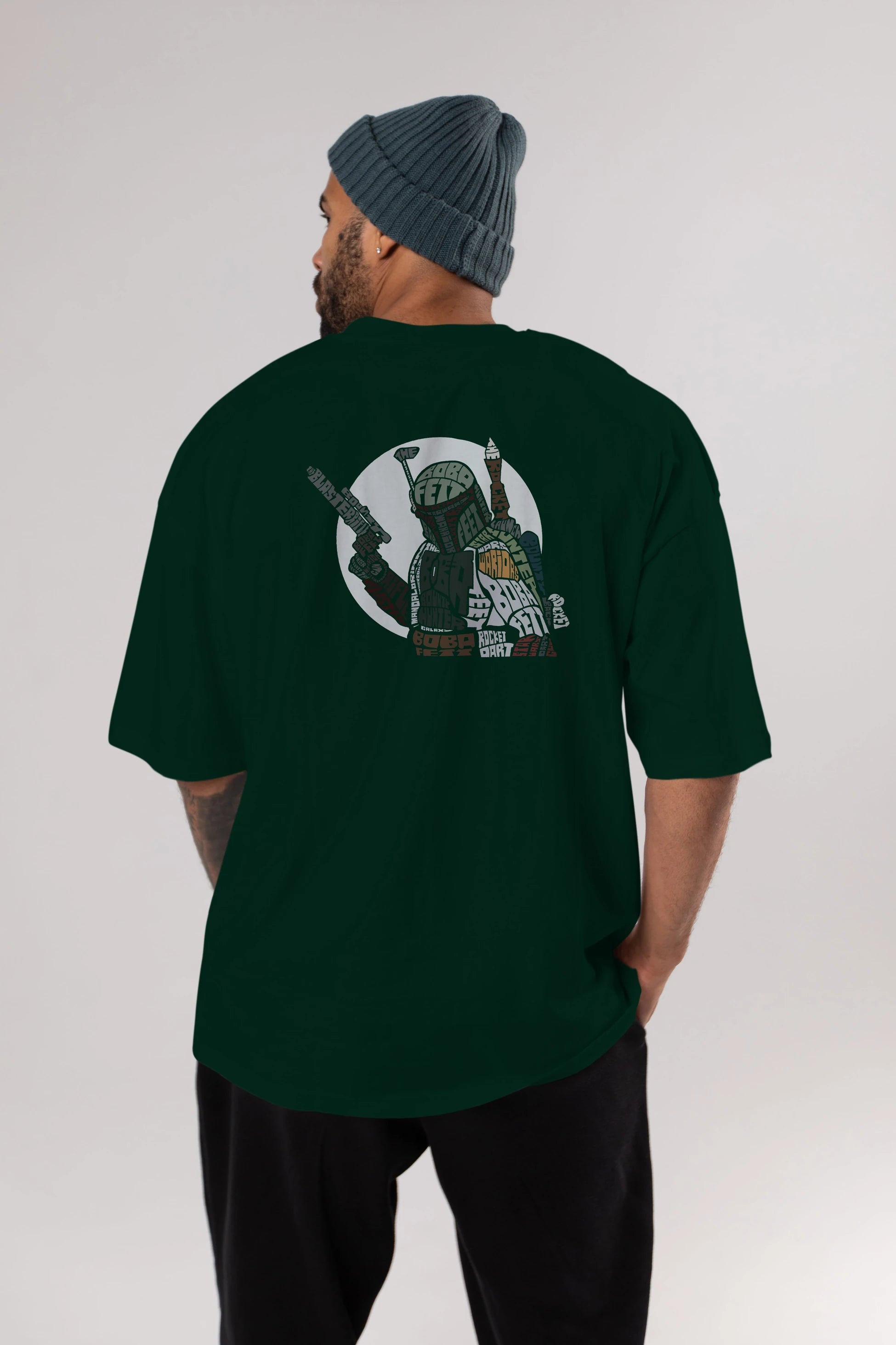 Boba Fett Arka Baskılı Oversize t-shirt %100 pamuk Erkek Kadın Unisex