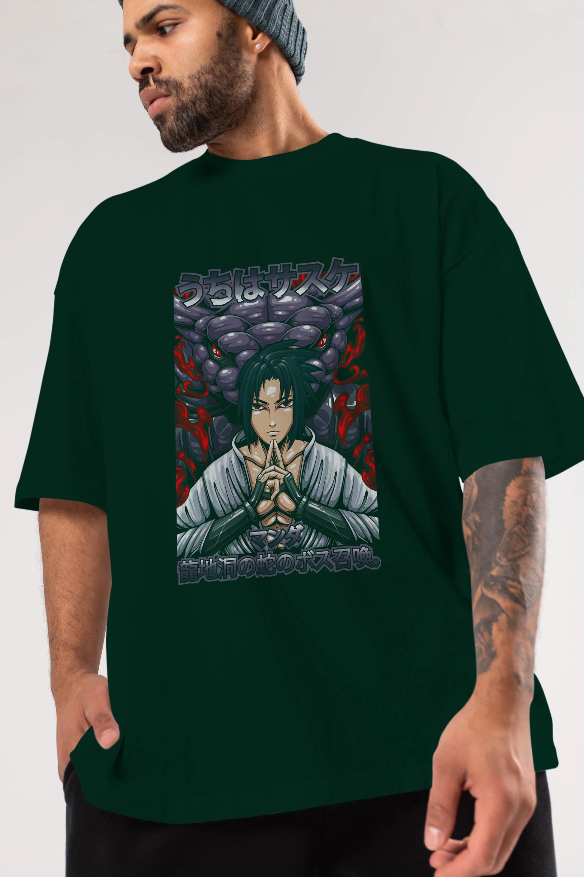 NARUTO SASUKE UCHIHA Anime Ön Baskılı Oversize t-shirt %100 pamuk Erkek Kadın Unisex