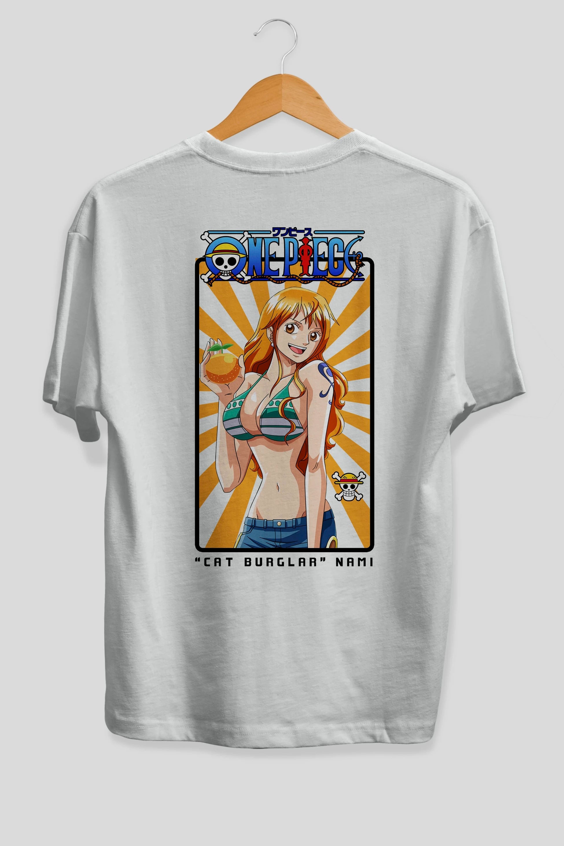 Nami Anime Arka Baskılı Oversize t-shirt Erkek Kadın Unisex %100 pamuk tişort