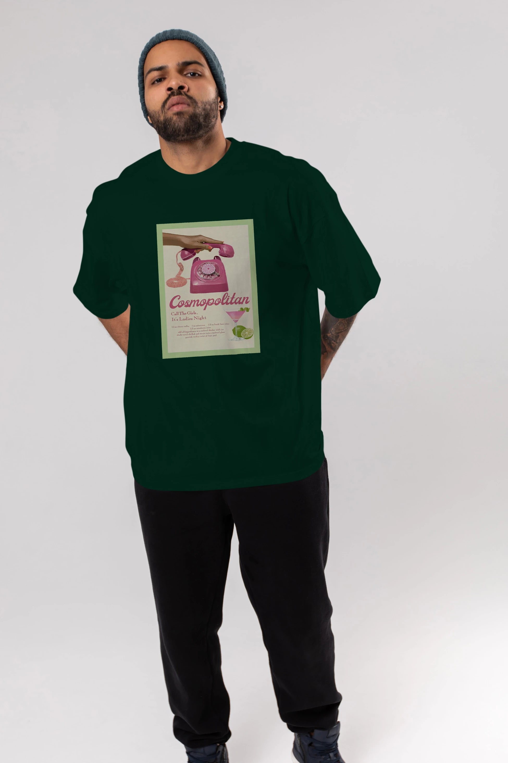 Cosmopolitan 5 Ön Baskılı Oversize t-shirt Erkek Kadın Unisex %100 Pamuk Bisiklet Yaka tişort