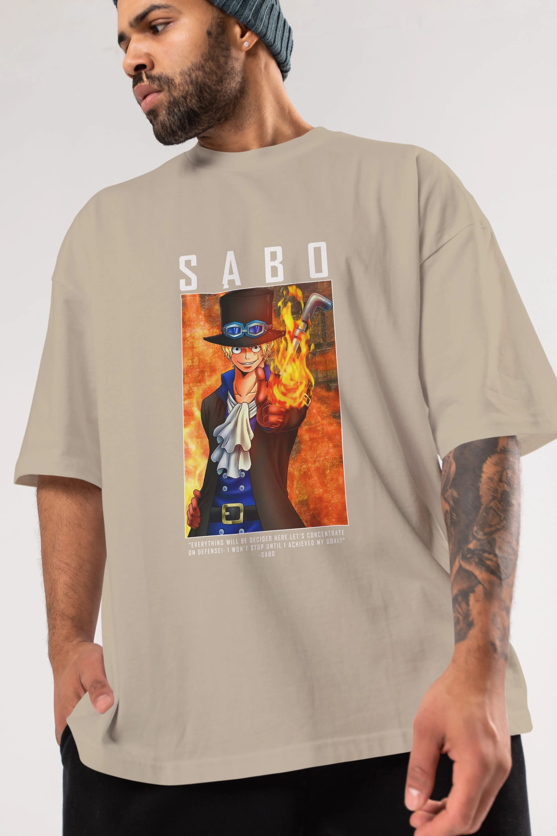 Sabo Anime Ön Baskılı Oversize t-shirt Erkek Kadın Unisex