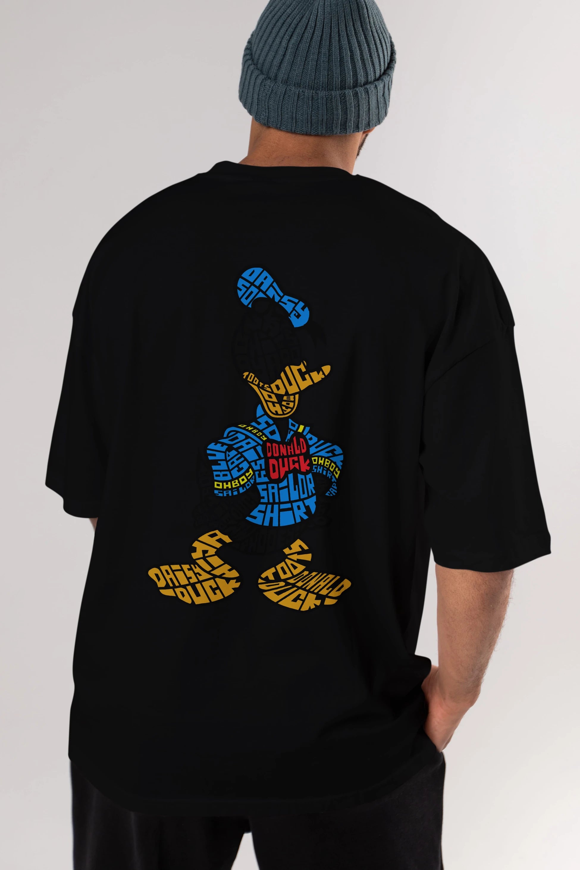 Donald Arka Baskılı Oversize t-shirt %100 pamuk Erkek Kadın Unisex
