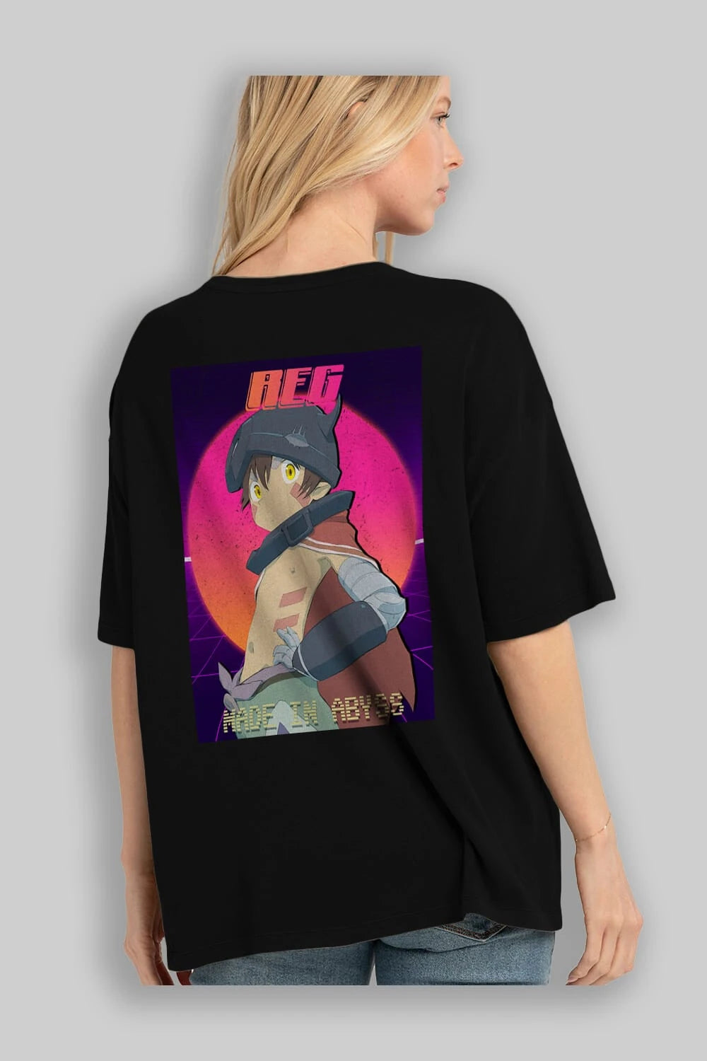 Reg 7 Anime Arka Baskılı Oversize t-shirt Erkek Kadın Unisex
