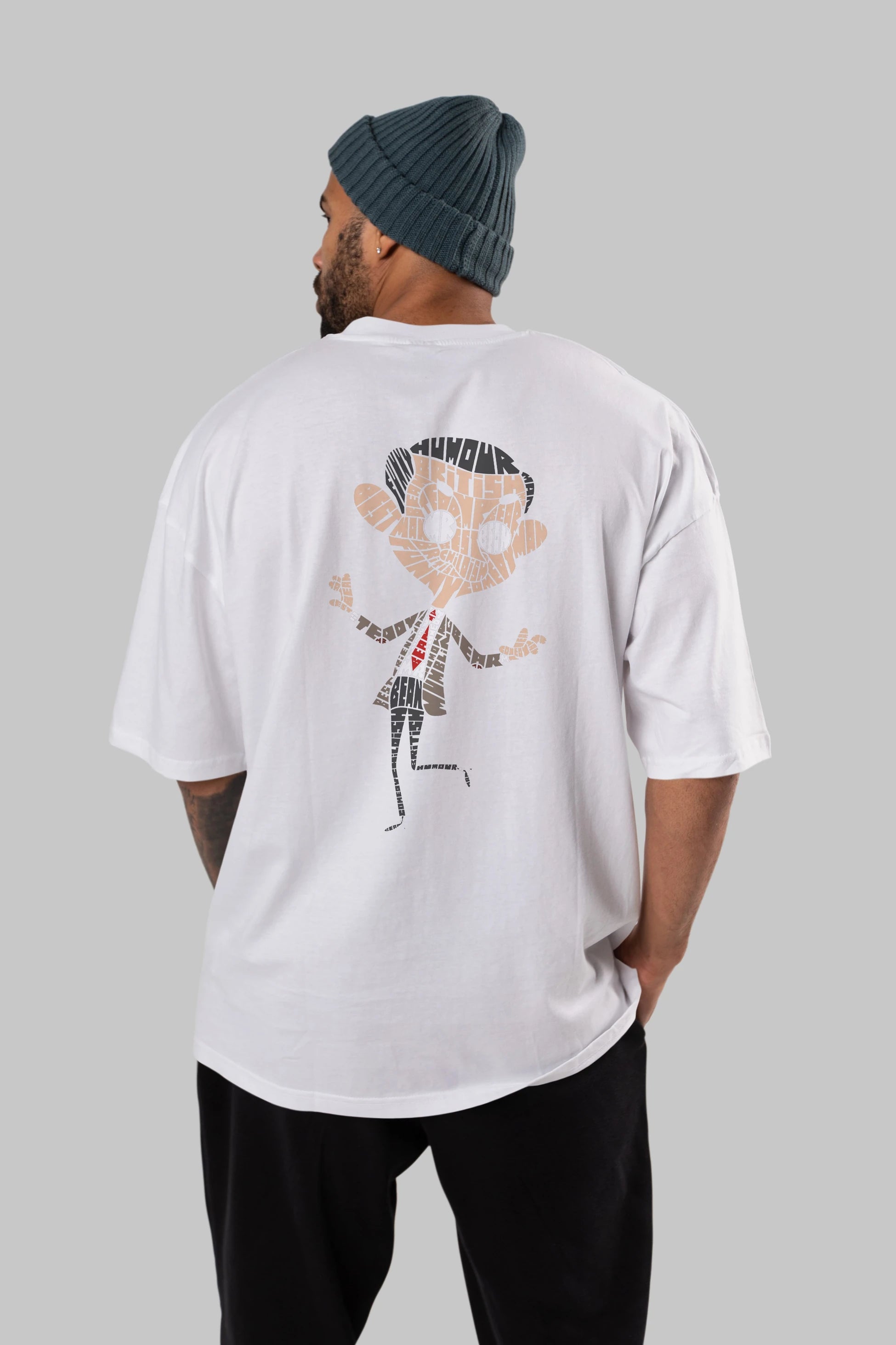 Mr Bean Arka Baskılı Oversize t-shirt %100 pamuk Erkek Kadın Unisex